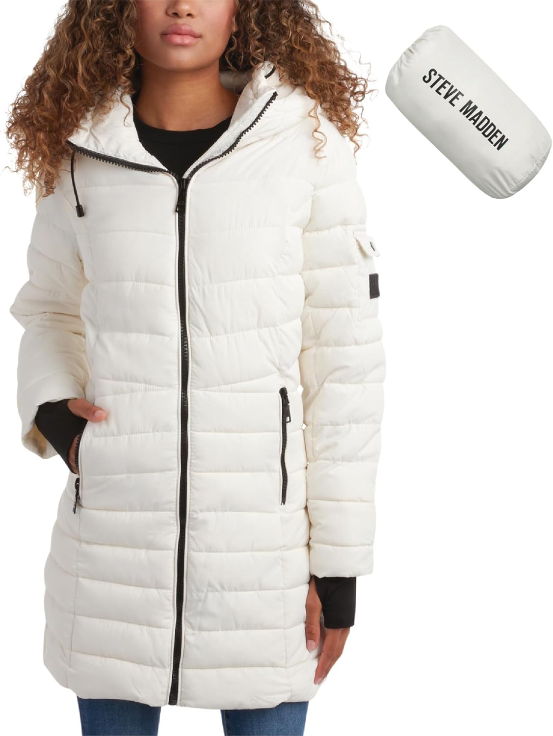 Steve Madden Packable Long Puffer Coat - Stay Warm in Style!