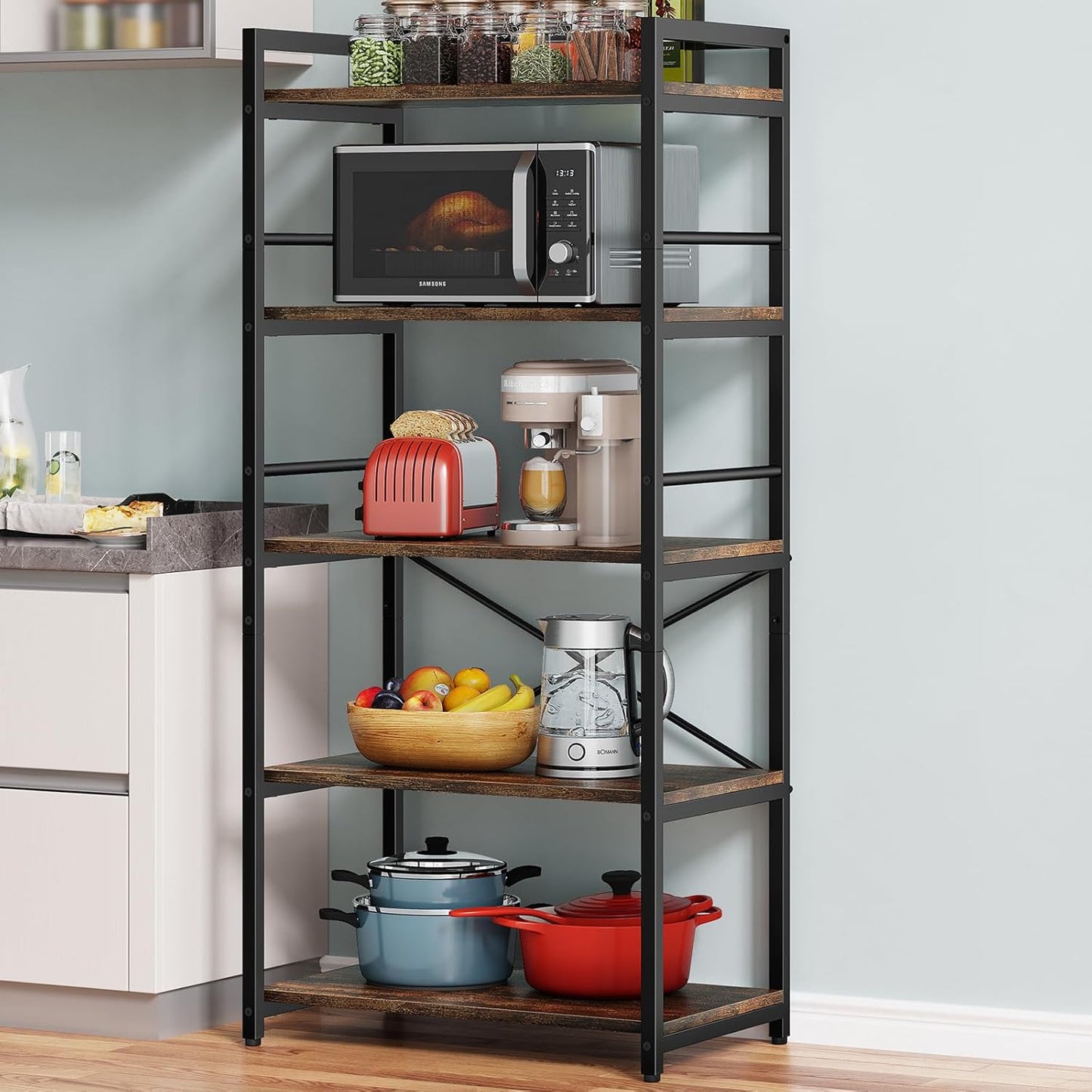 Denkee 5-Tier Industrial Kitchen Rack - Maximize Storage!