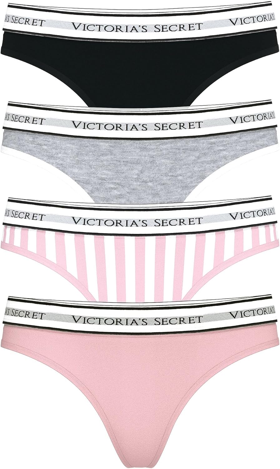 Victoria's Secret Women's Cotton Logo Thong Underwear Multi Pack