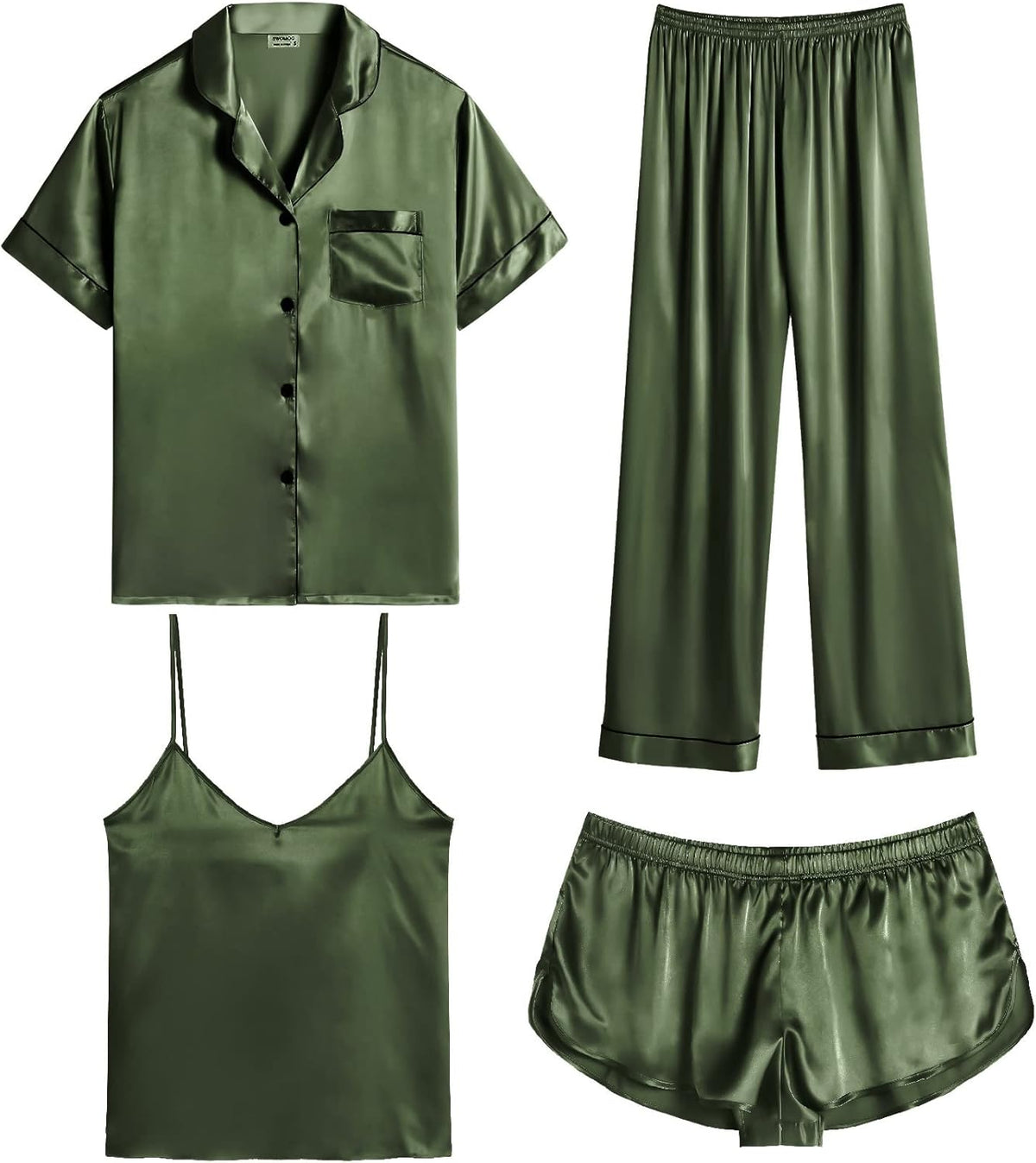Luxurious SWOMOG Womens Silk Satin Pajamas Sets for Comfort
