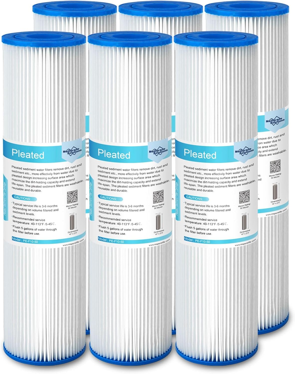 50 Micron Pleated Polyester Sediment Water Filter Cartridge
