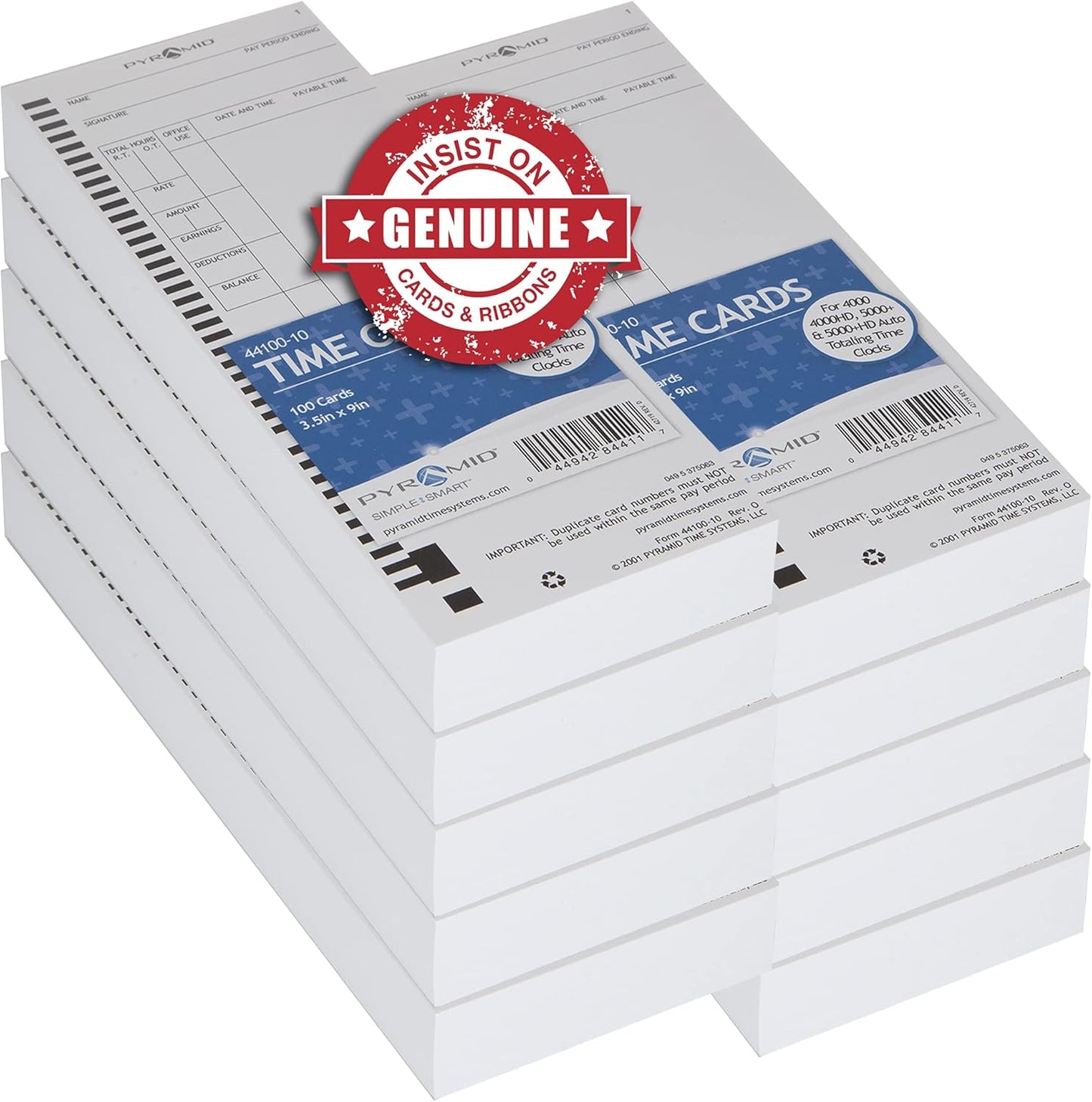 Genuine Time Cards for Pyramid Time Clock Models 4000 and 5000