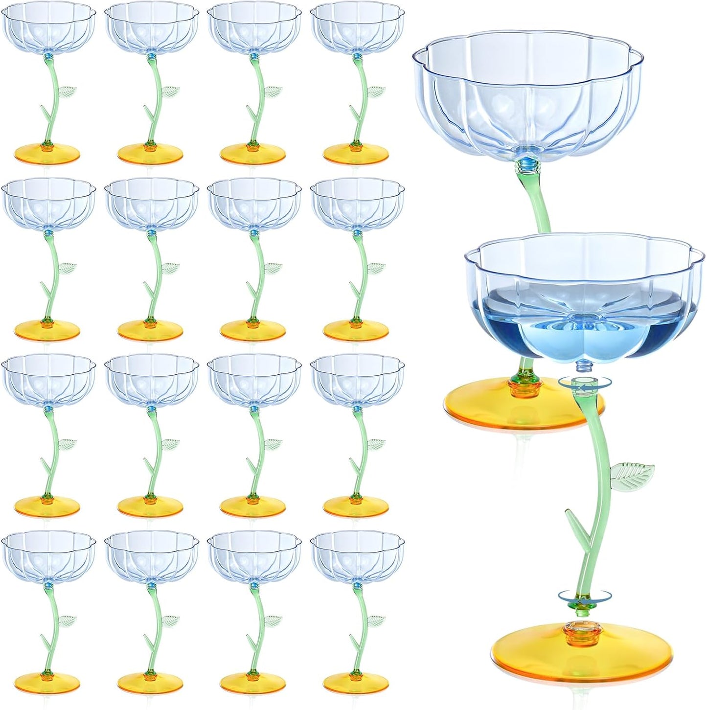 24 Pcs Pink Plastic Ribbed Coupe Glasses for Every Occasion