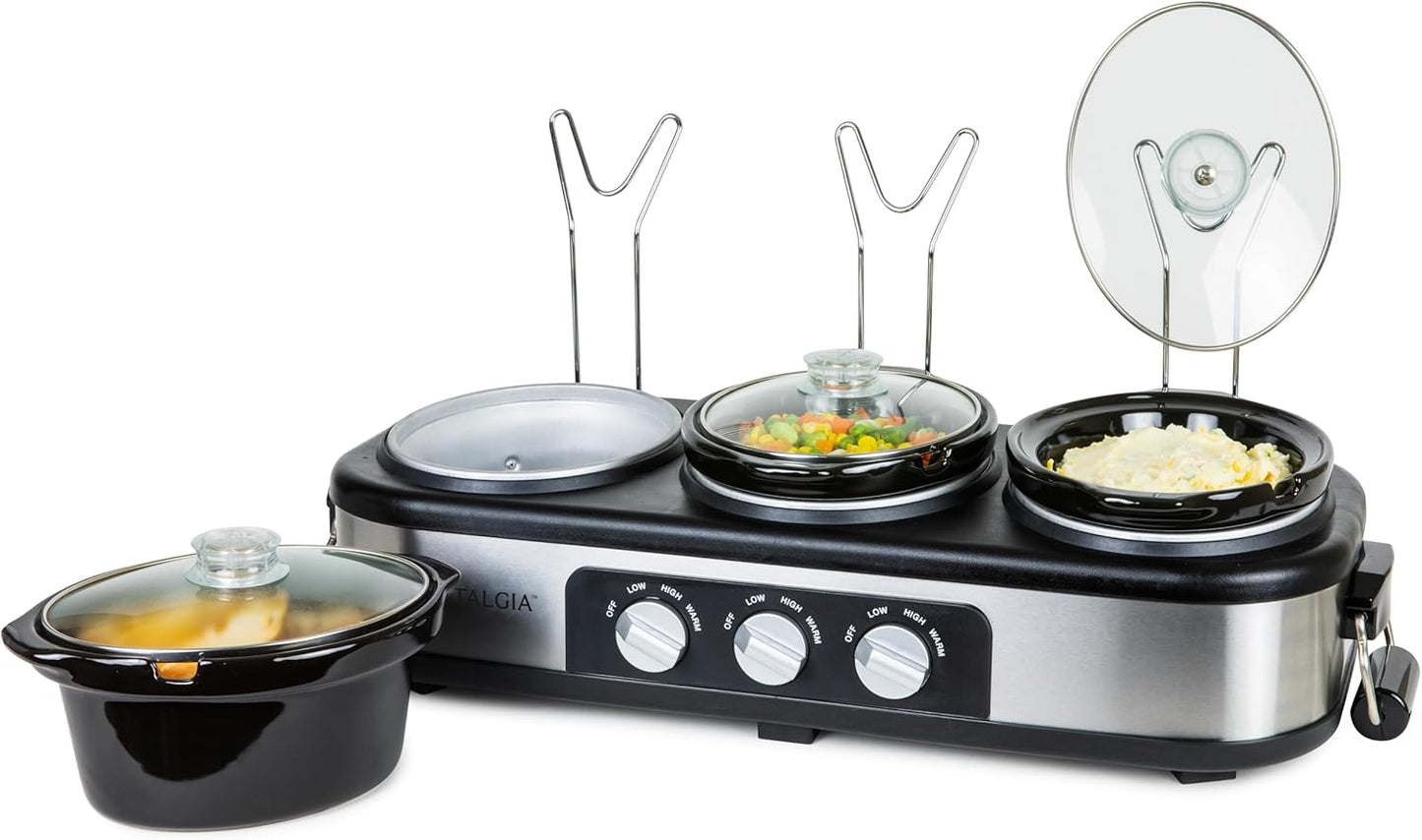 HomeCraft Nostalgia 3-Station 1.5-Quart Slow Cooker Buffet