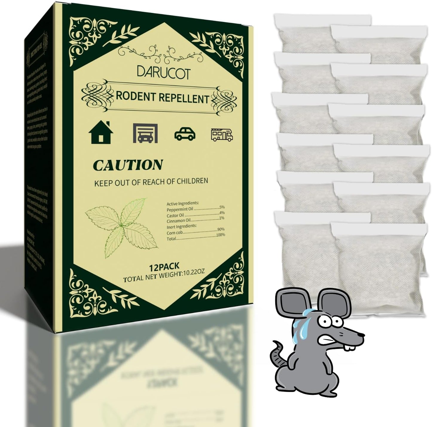 Powerful Mouse Repellent Pouches, Freshen & Protect Anywhere!