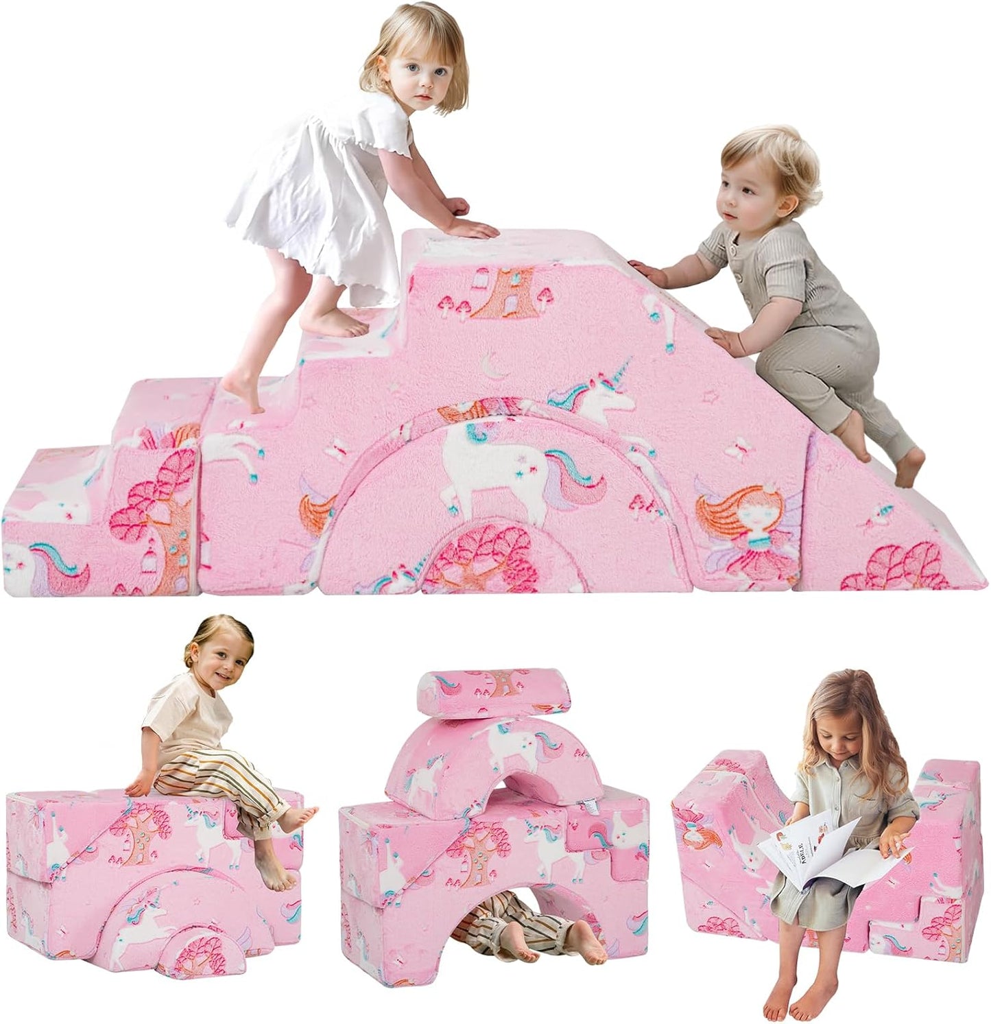 Toddler Foam Climbing Couch with Slide & Stair for Active Play