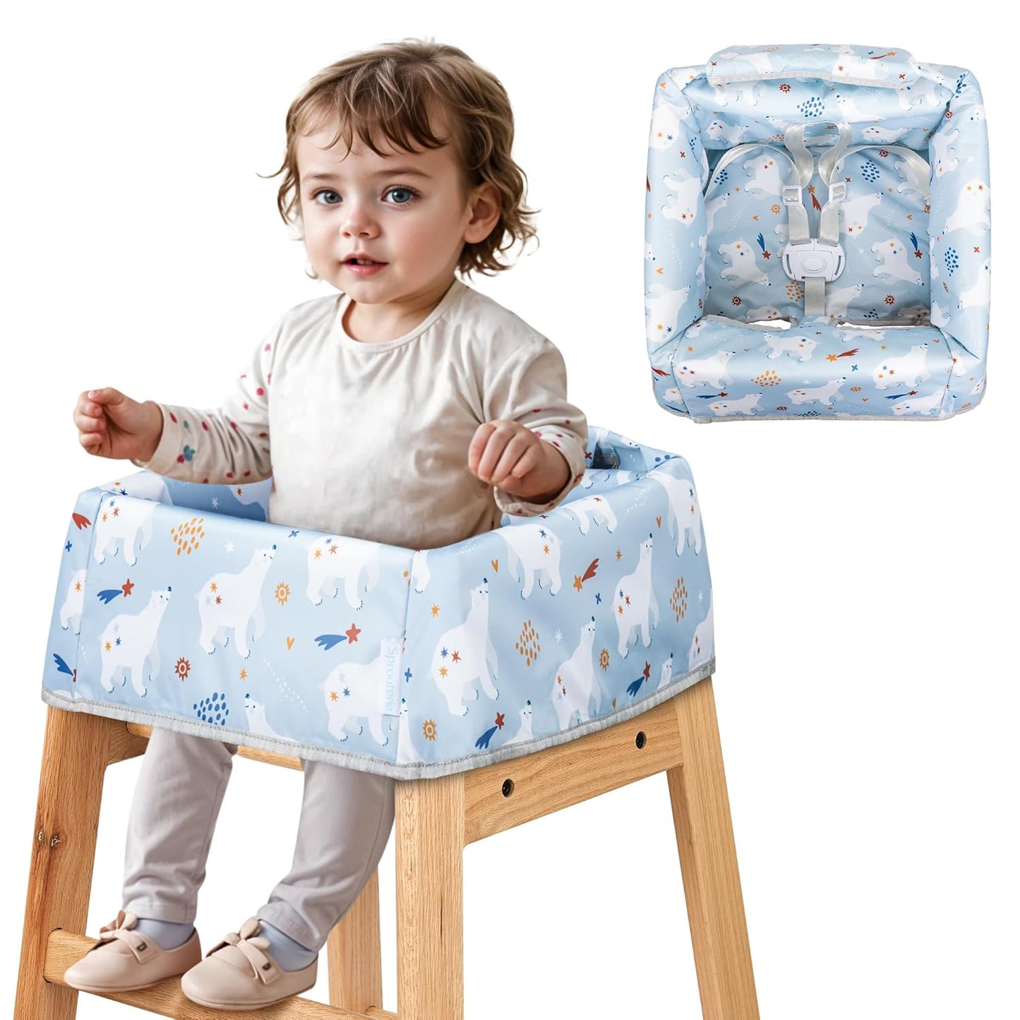 Waterproof Baby High Chair Cover: Stain-Resistant & Portable in Blue