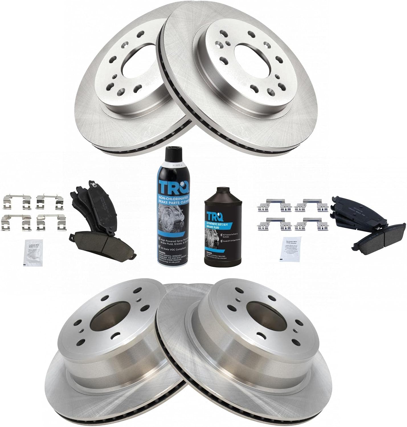 TRQ Front & Rear Brake Pad & Rotor Kit for Cadillac & GMC