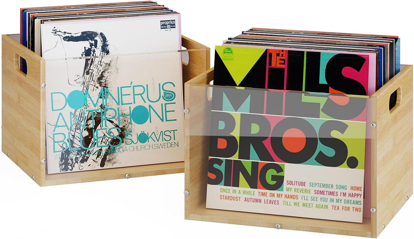 X-cosrack Vinyl Record Storage Box Crate - Stylish & Durable