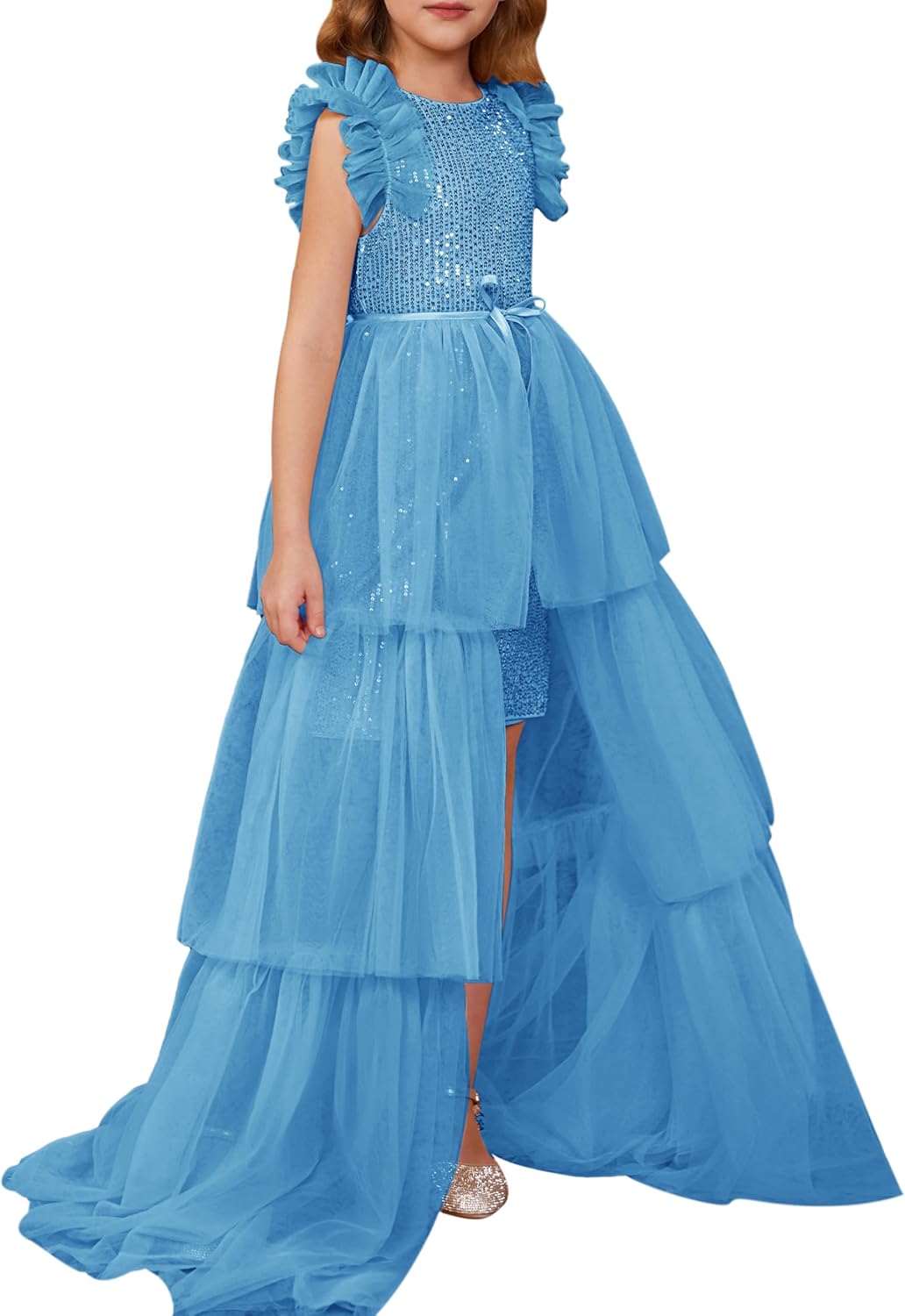 Dazzling Girls Sequin Dress for Formal Pageant and Parties