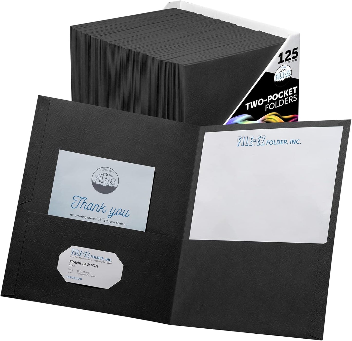 125-Pack Black Textured Folders - Organize with Ease!