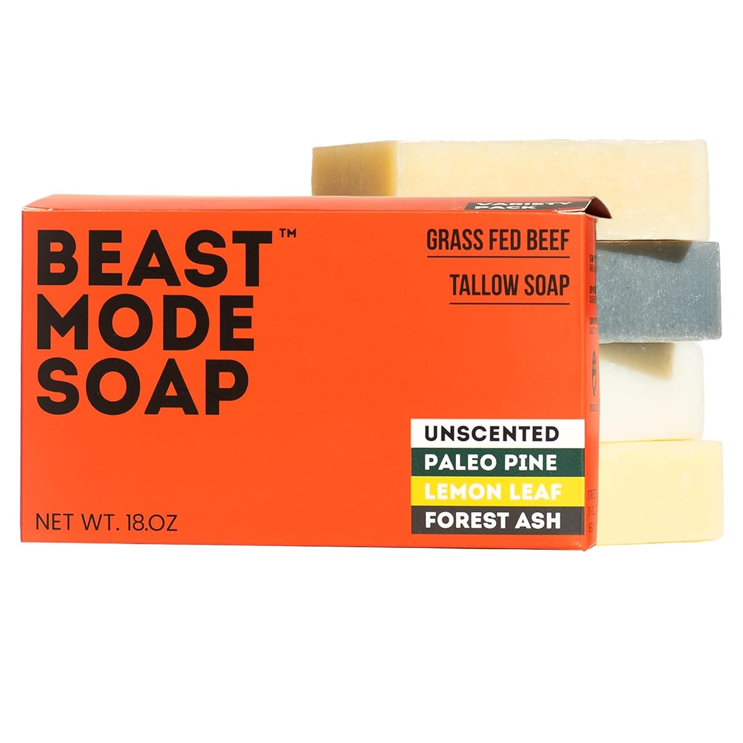 Beast Mode Soap for Men: 4-Bar Natural Tallow Soap Set
