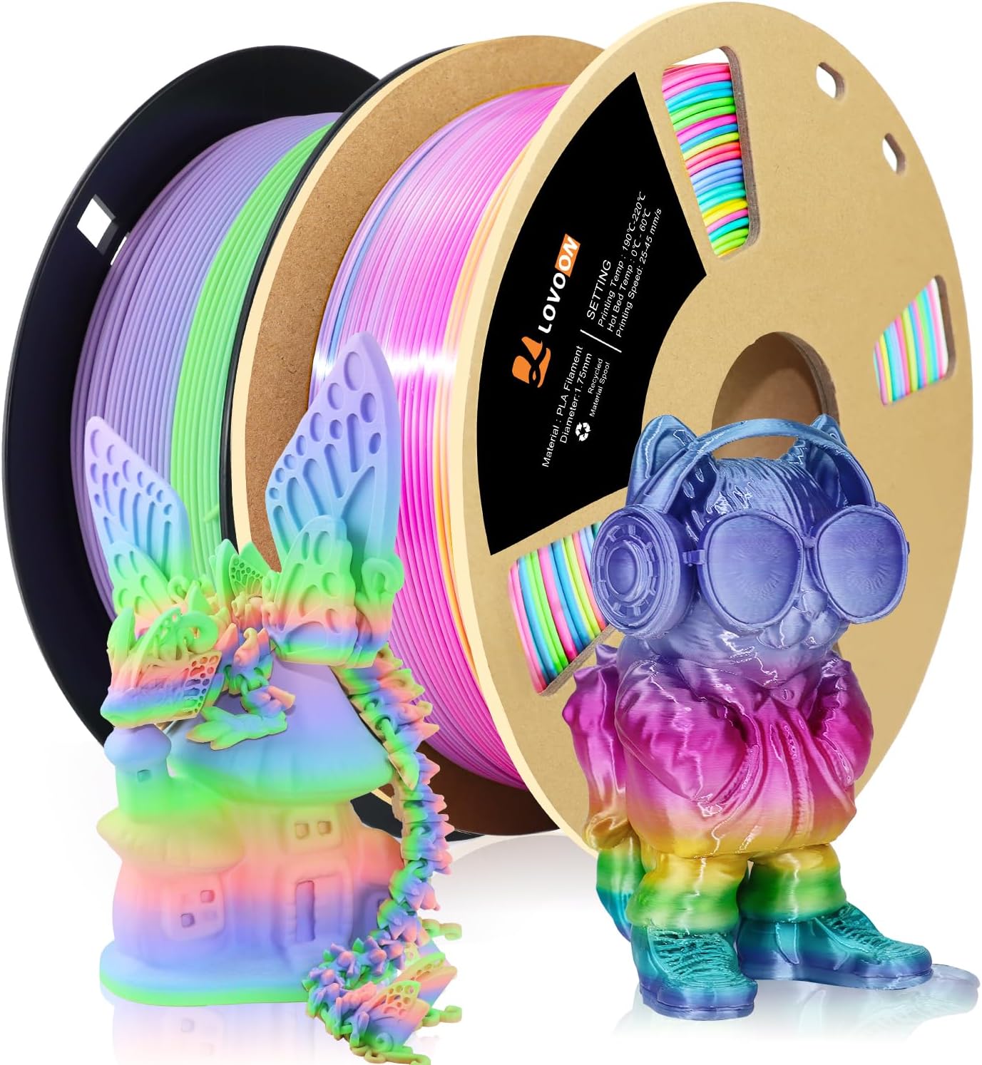 LOVOON 1.75mm Rainbow PLA Filament Bundle for 3D Printing