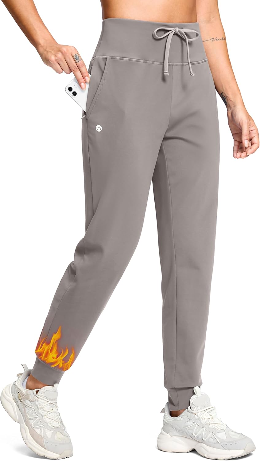 Fleece Lined Joggers for Women - Warm Thermal Sweatpants