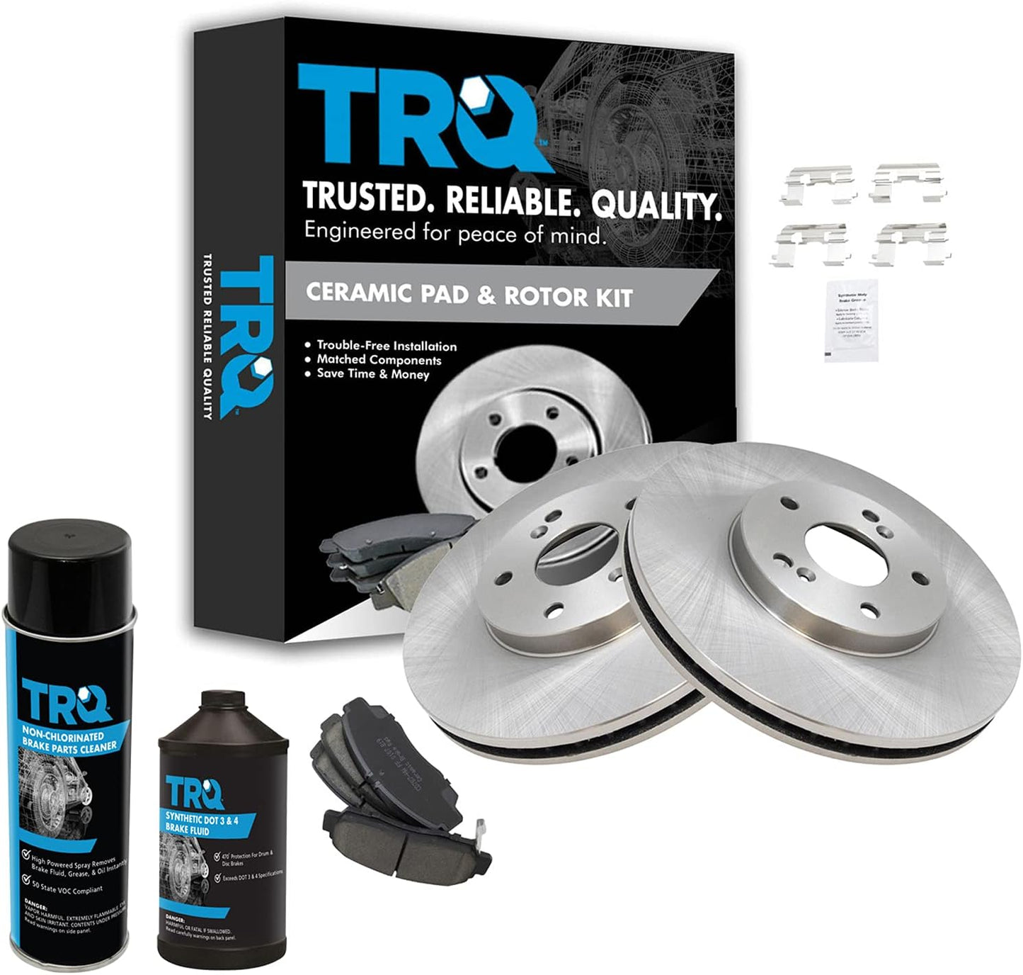 TRQ Front Brake Pad & Rotor Kit for Acura and Honda Vehicles