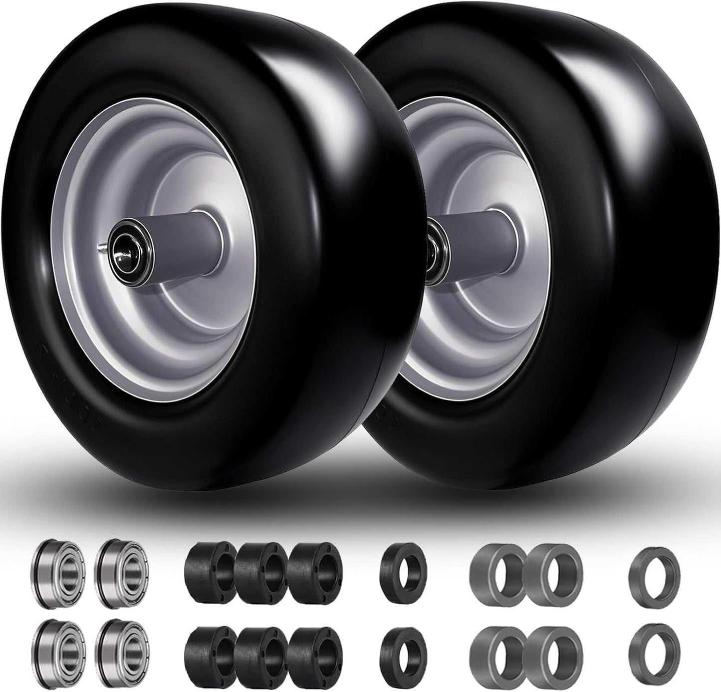 Flat Free 11x6.00-5 Tires for Zero-Turn Mowers - 2 Pcs