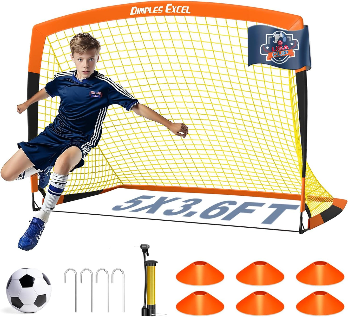 Dimples Excel Soccer Goals for Kids - Portable Backyard Fun