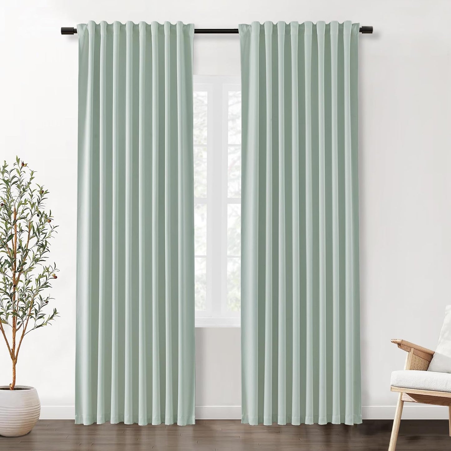 SHINELAND Coastal Aqua Mint Green Blackout Curtains for Home