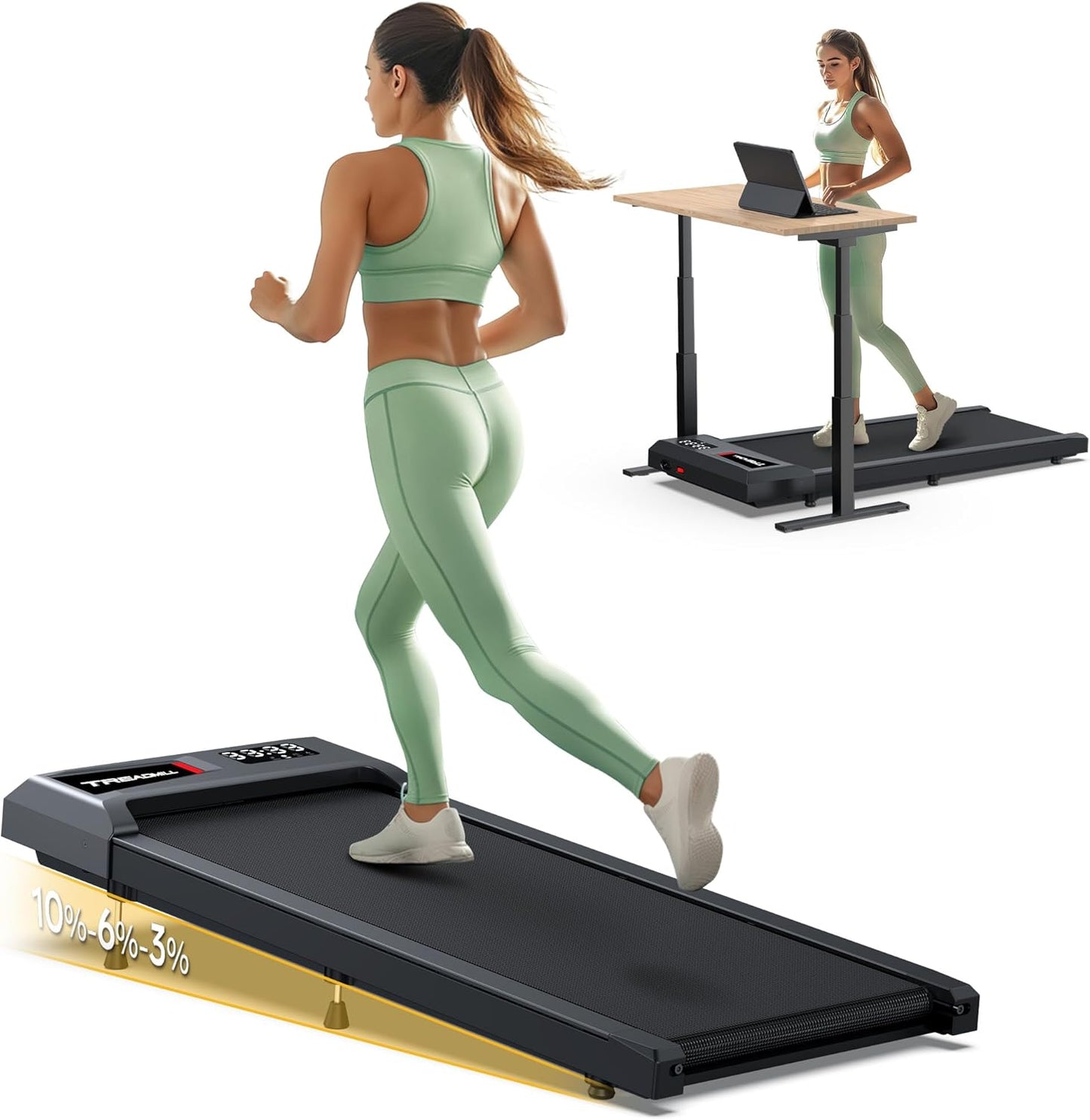 Compact Incline Walking Pad - 300lb Capacity, KINOMAP Compatible