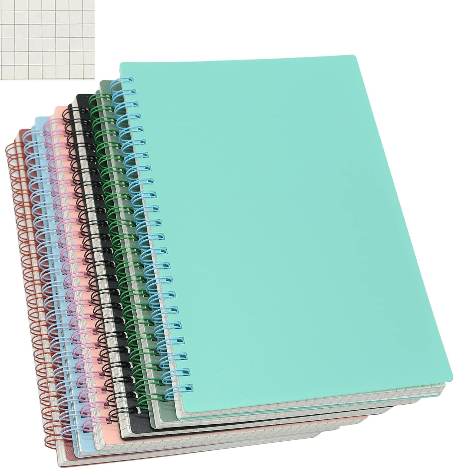 Yansanido 6 Pcs A5 Grid Notebook Set - Study & Notes Essential