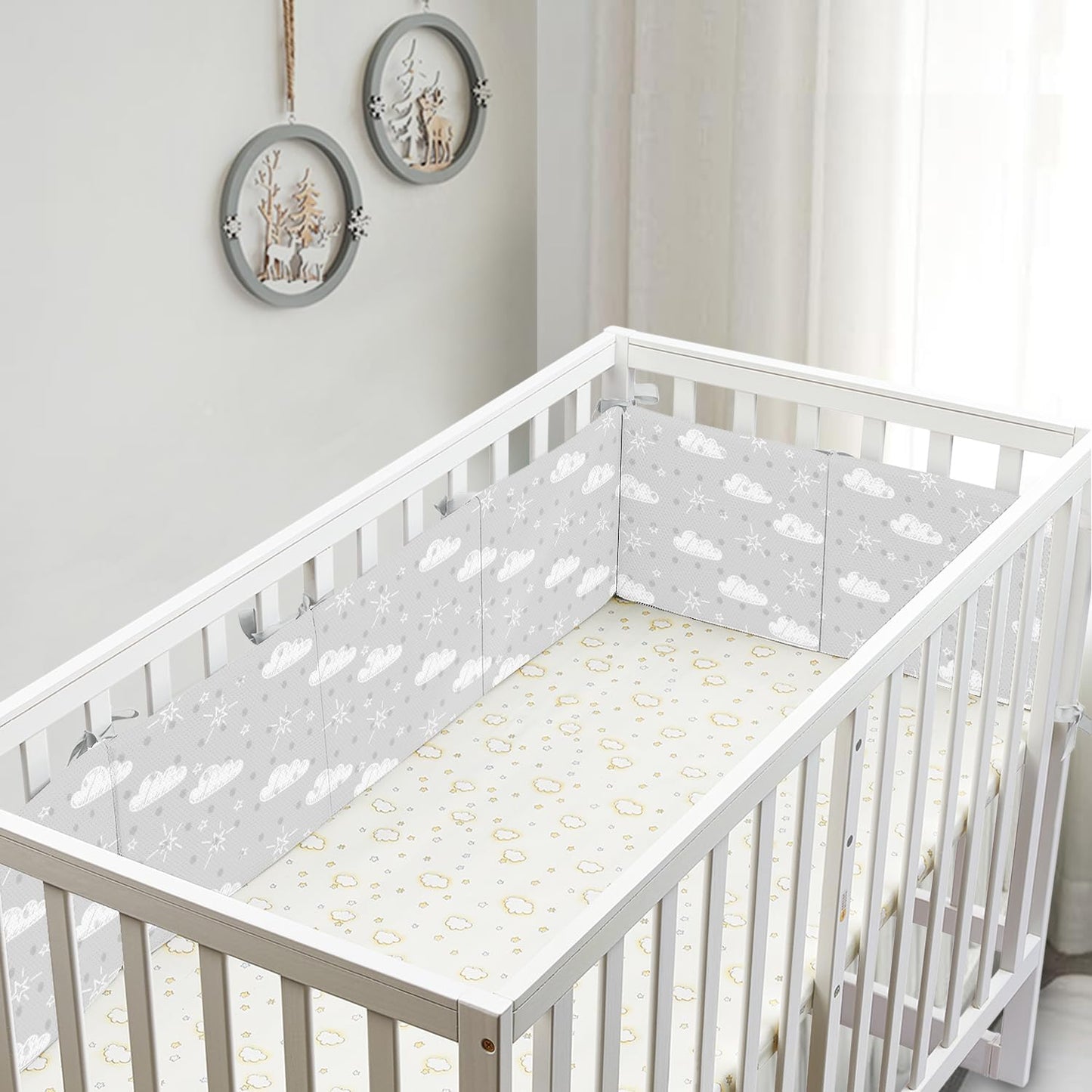 6 in 1 Breathable Mesh Liner Cushioned Pads for Cribs