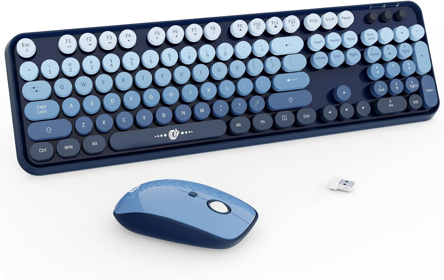 Wireless Keyboard Mouse Combo with Retro Typewriter Style Design
