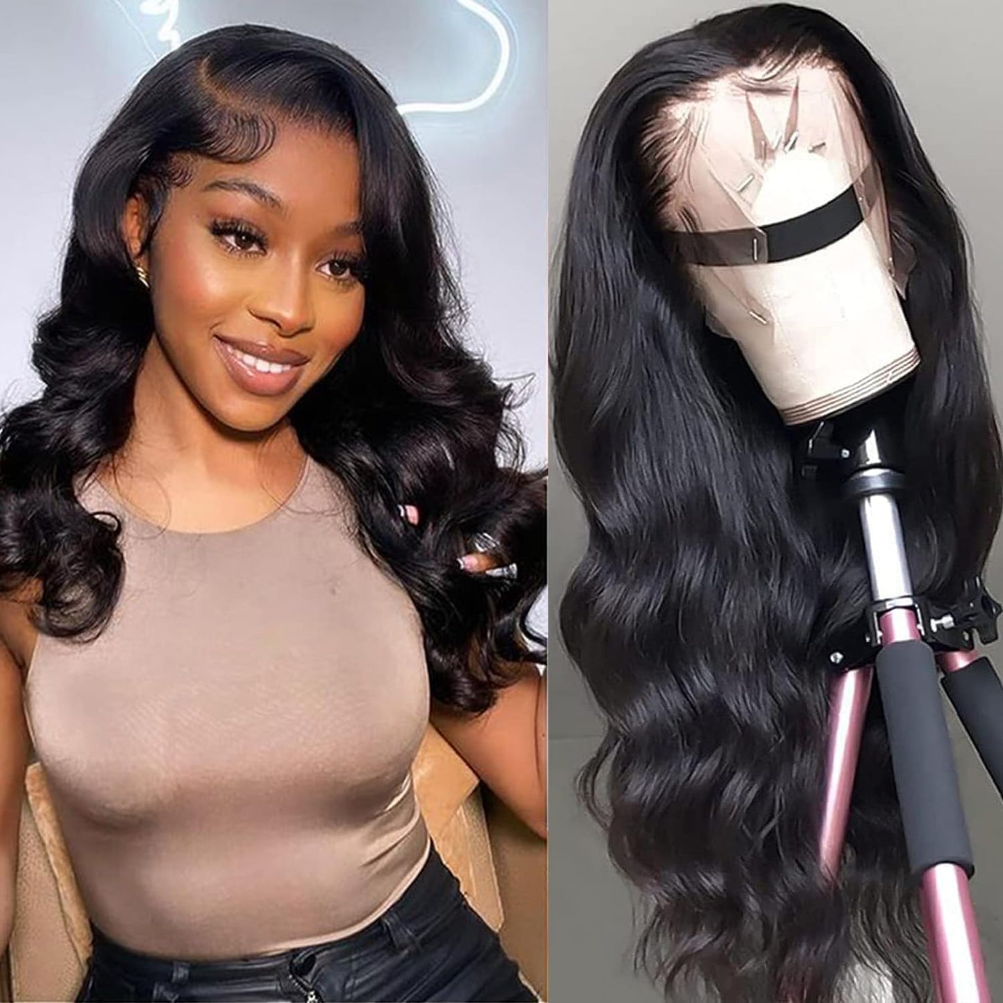 Body Wave Lace Front Wigs Human Hair 180 Density 20 Inches