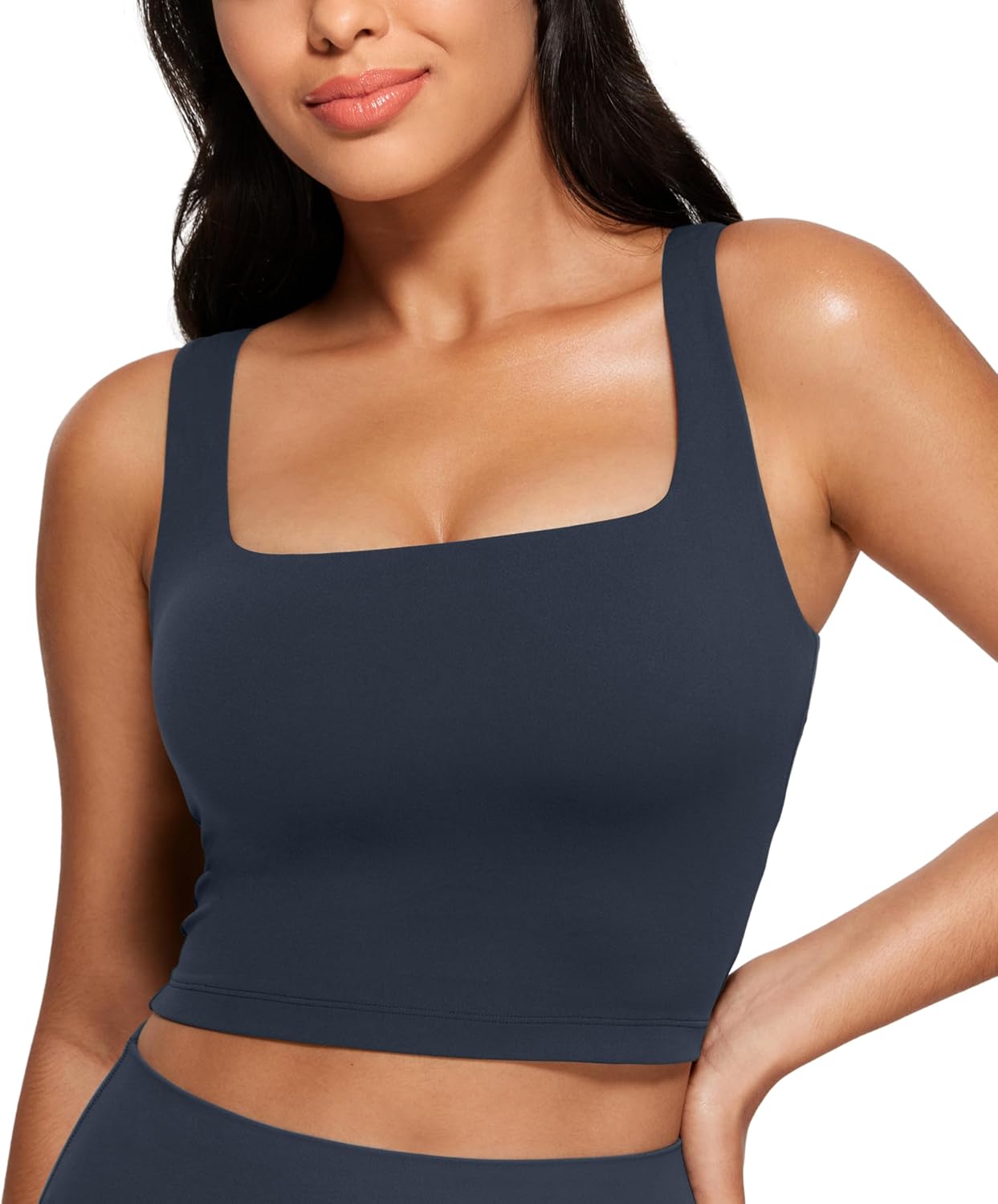 CRZ YOGA Butterluxe Womens Square Neck Longline Sports Bra Review