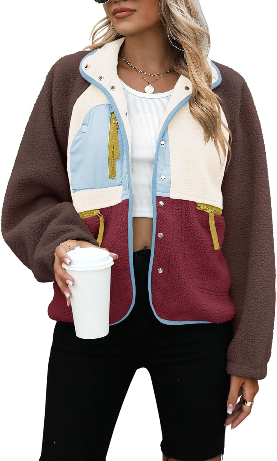 Yanekop Womens Fleece Jacket for Cozy Winter Style and Comfort