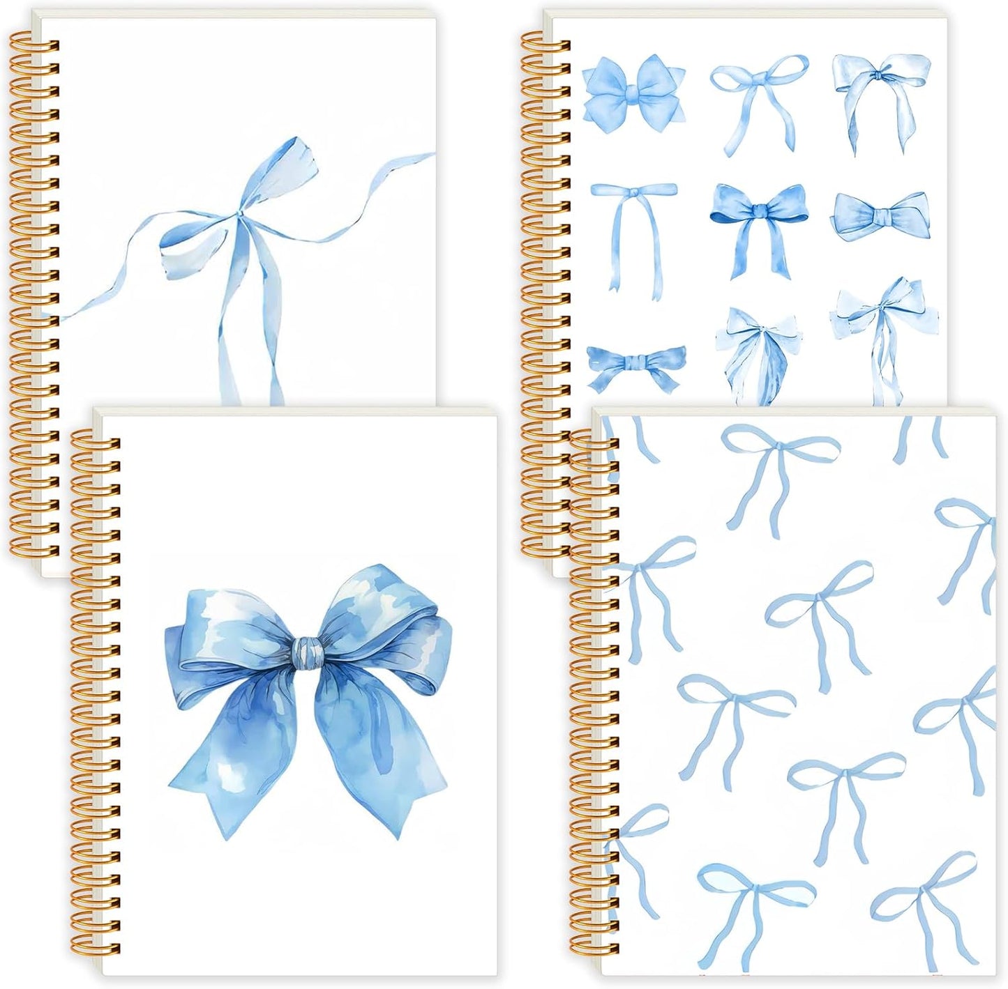 Cute A5 Bow Spiral Notebooks - 4 Pack