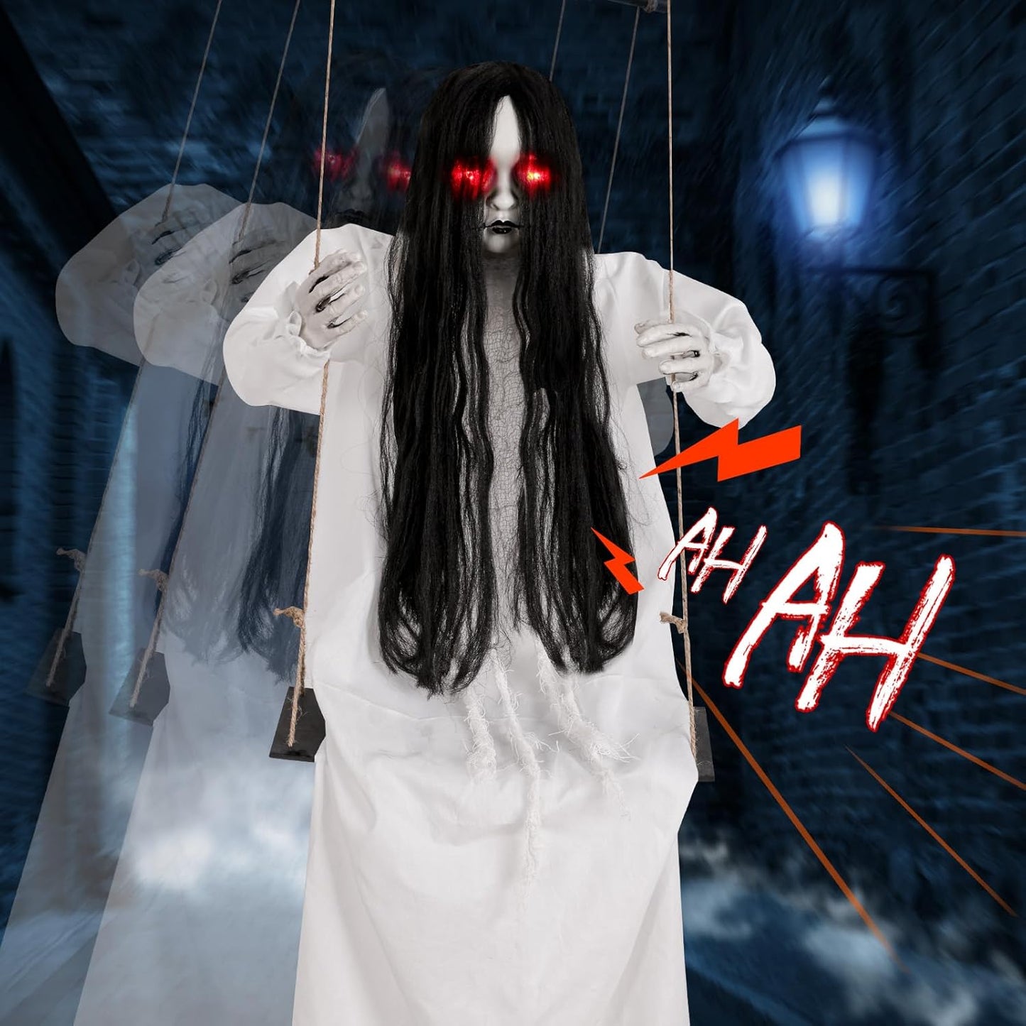 Scary Hanging Swinging Girl Props for Halloween Outdoor Decor