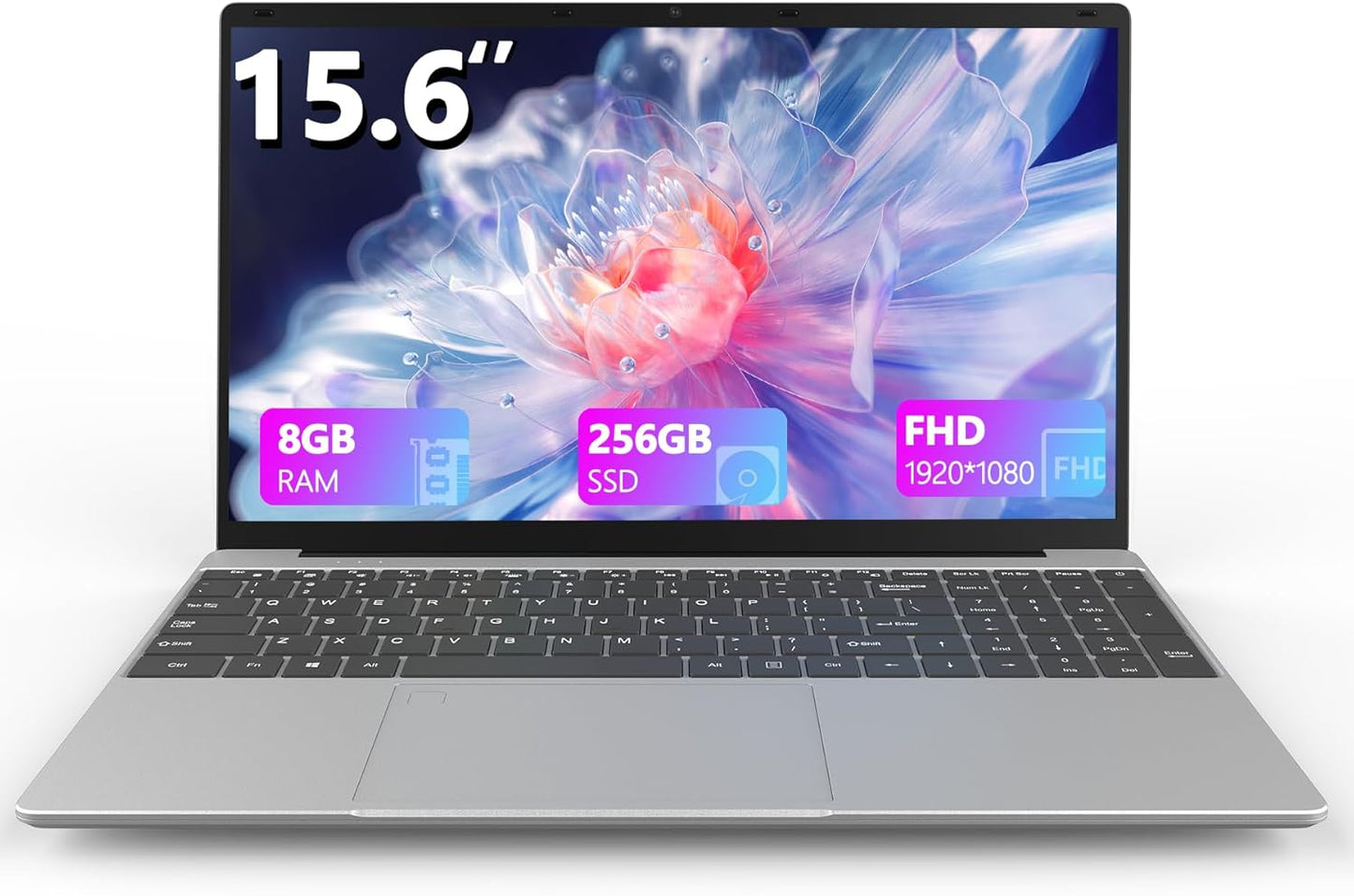 15.6 Inch Laptop with IPS Display and Celeron Processor for Work