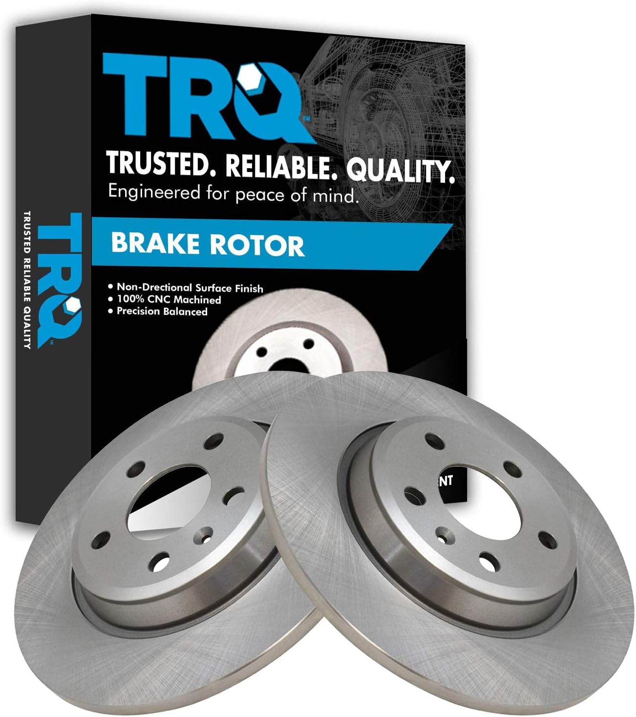 TRQ Rear Disc Brake Rotor Pair Set for Audi A4 A5 A6 A7 Q5