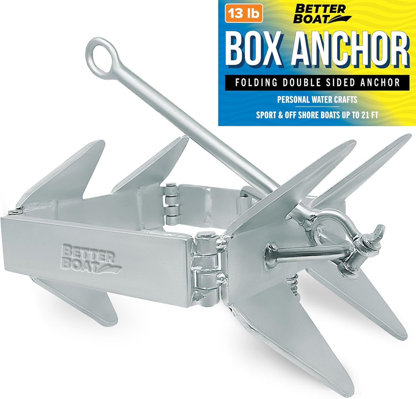 Folding Boat Box Anchor for Boats up to 34 ft, 13lb, 19lb, 26lb