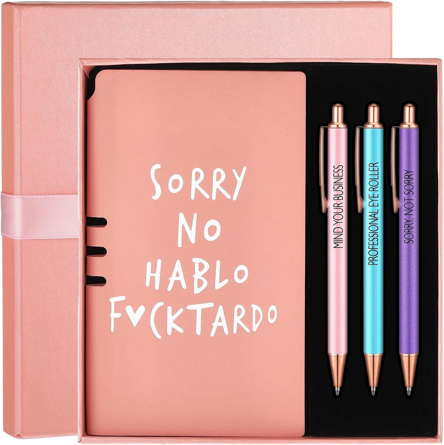 Witty Sarcastic Journal Set - Perfect Gift with Pens in Funny Pink Box