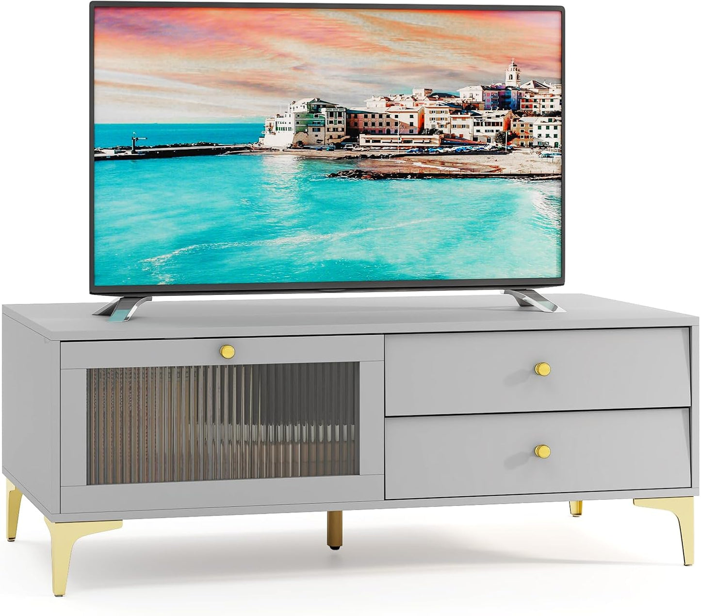 Modern Gray TV Stand: Stylish Storage Solution!