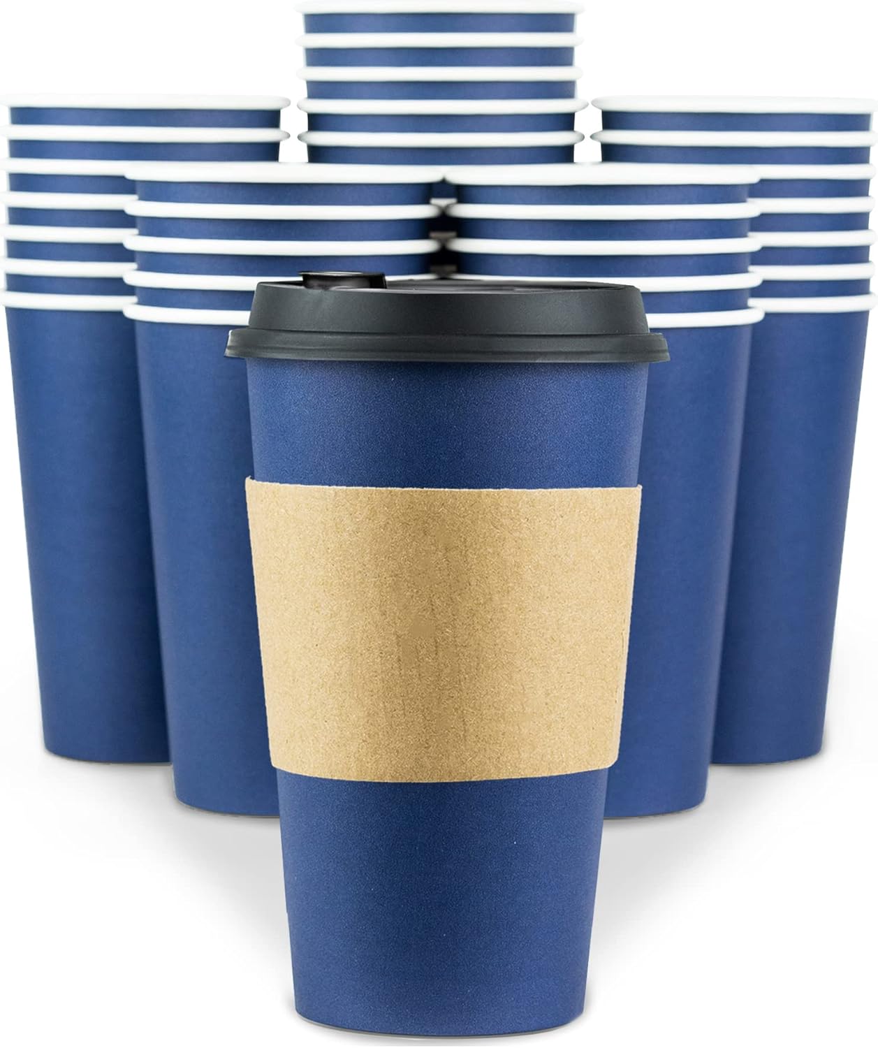 Glowcoast 16 oz 80 Set Insulated Coffee Cups - Leak-Proof Lids
