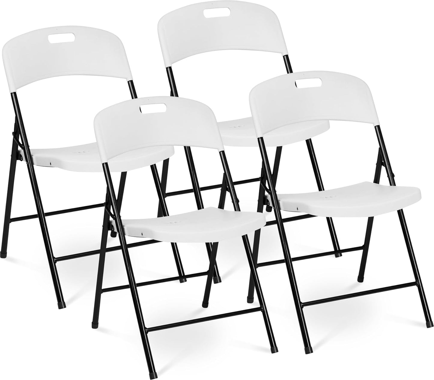 Commercial White Folding Chairs - 350lb Capacity (4 Pack)