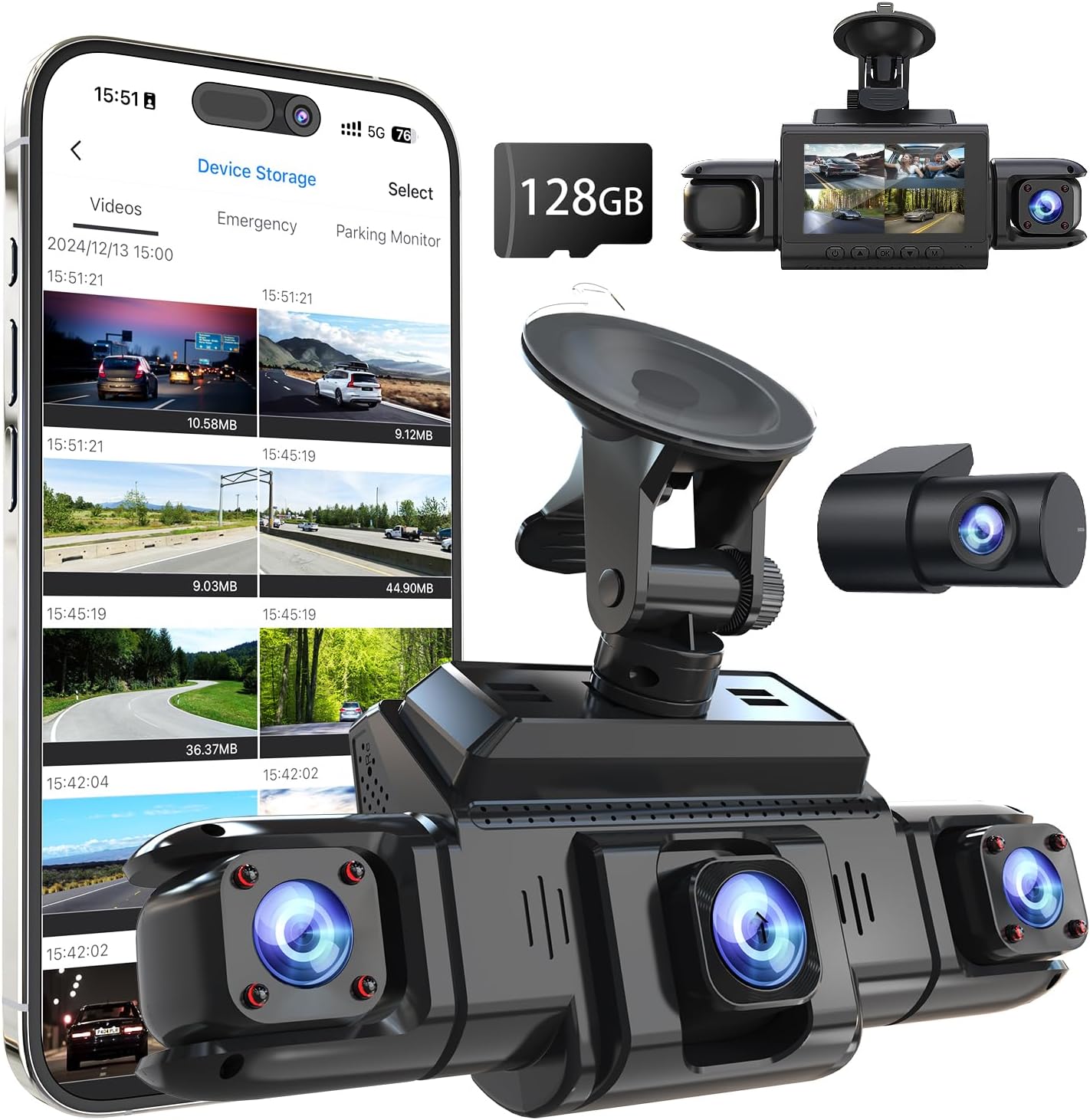 360 View 4 Channel Dash Cam with Night Vision and GPS Tracking