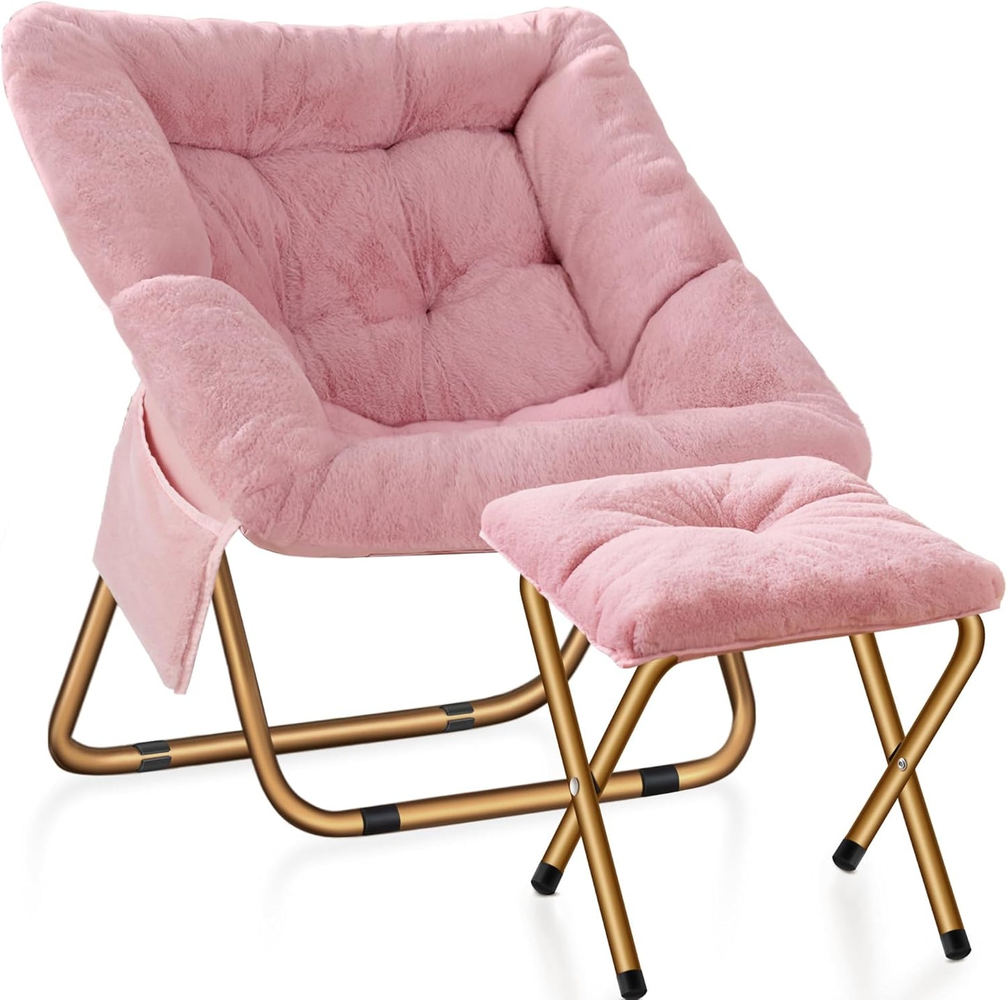 Comfy Saucer Chair for Living Room, Soft Faux Fur Lounge Chair