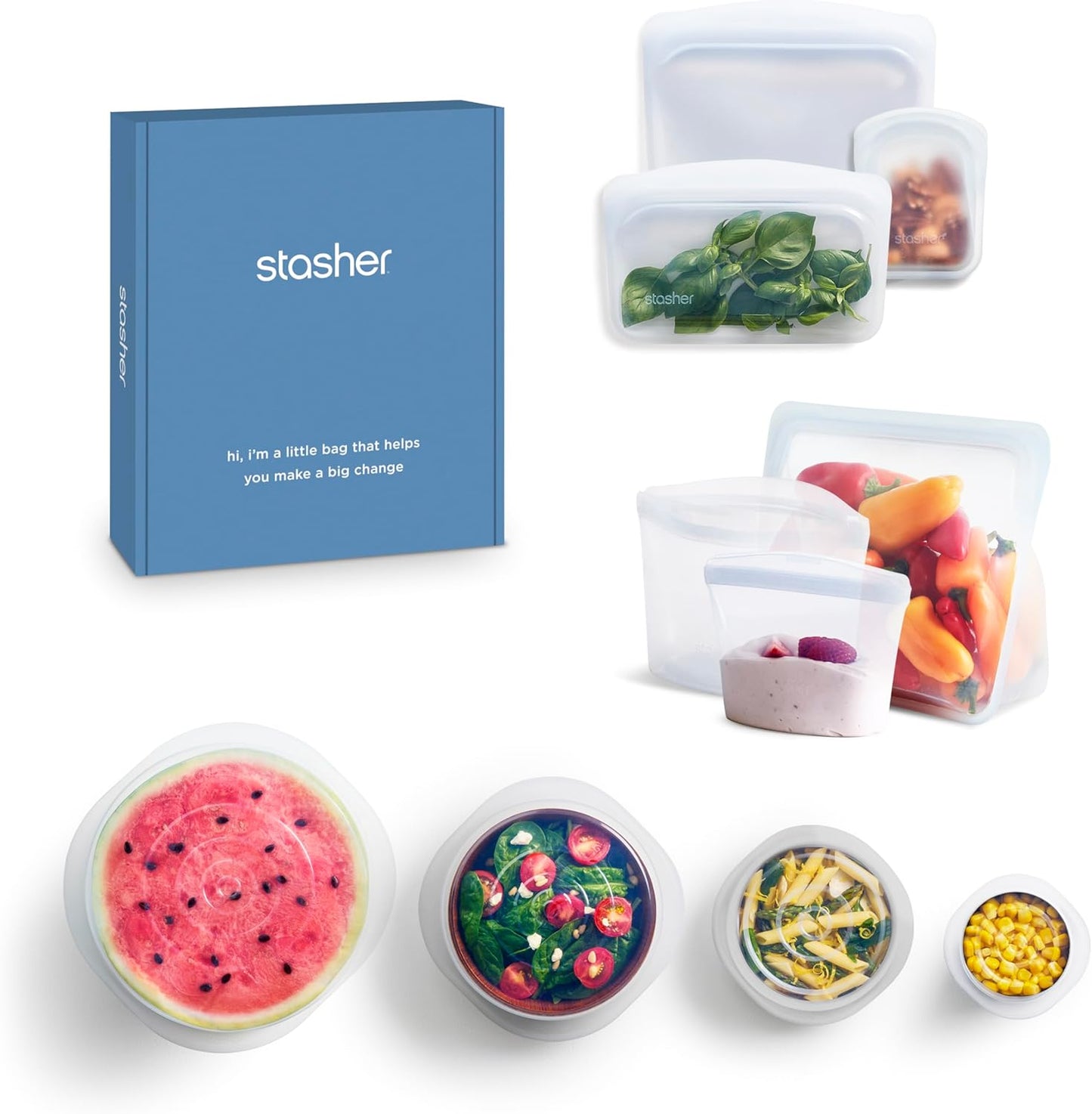 Stasher Premium Silicone Reusable Food Storage Bags 10-Pack