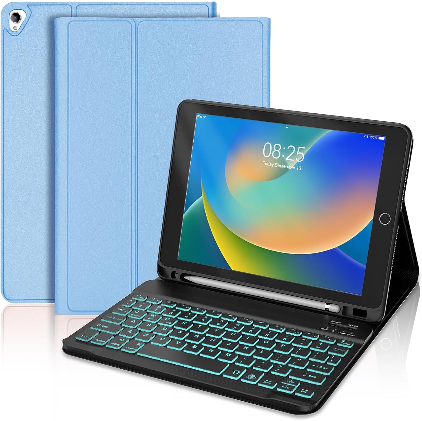 BORIYUAN iPad 9th 8th 7th Gen Keyboard Case with Backlit Keyboard
