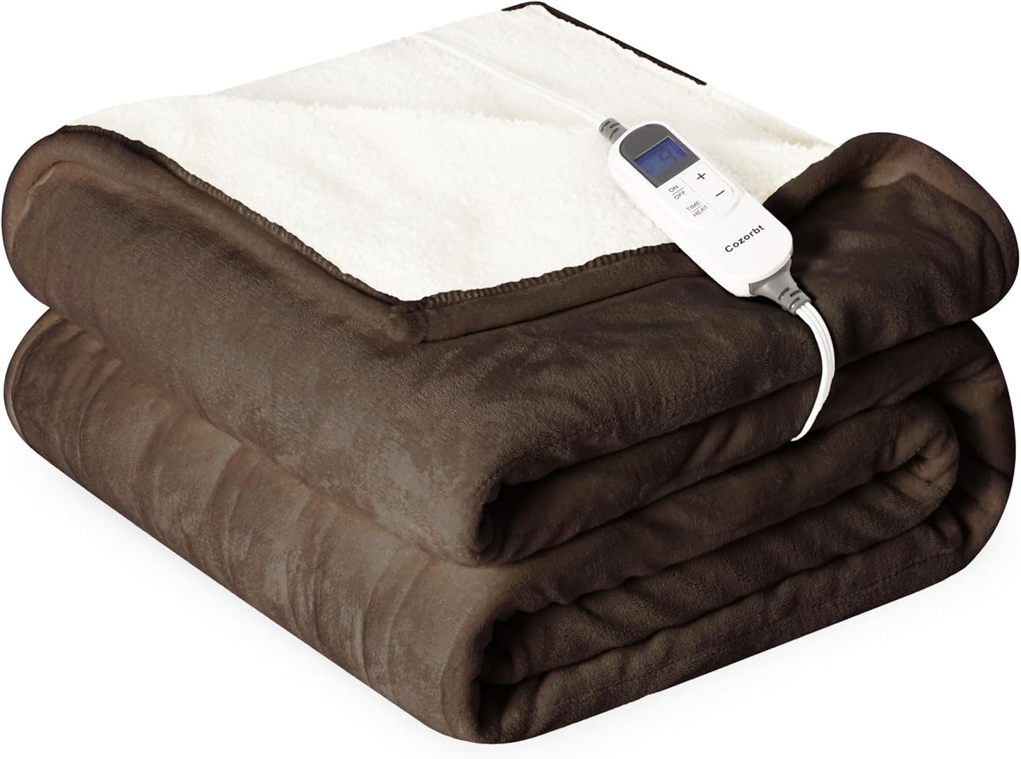 Cozorbt Electric Blanket 50x60 Soft Flannel & Sherpa Warmth