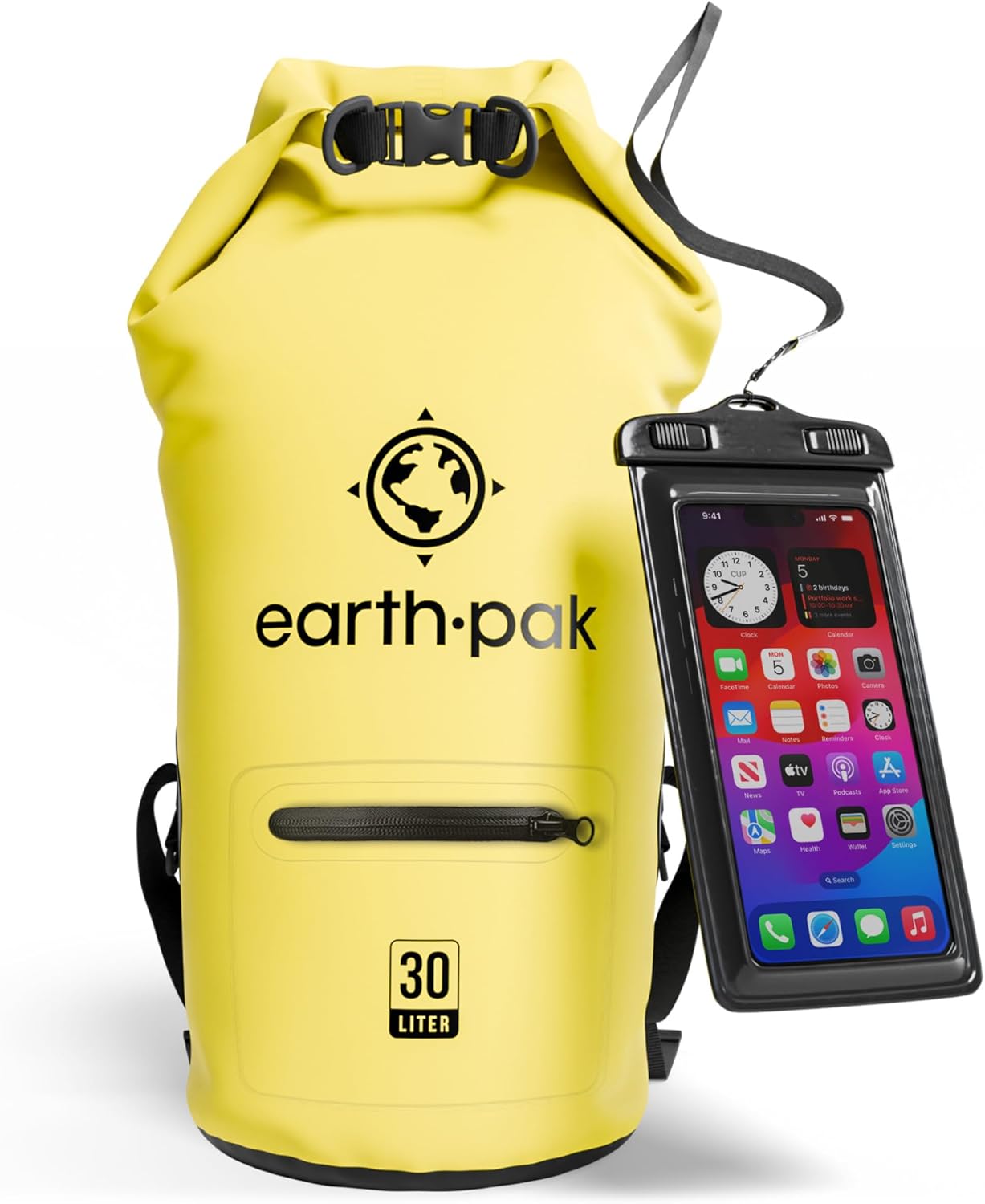 Earth Pak Waterproof Dry Bag with Zippered Pocket for Gear