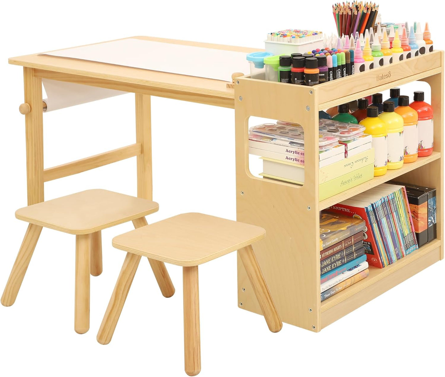 Kids Art Table and 2 Chairs Set for Creative Play and Learning