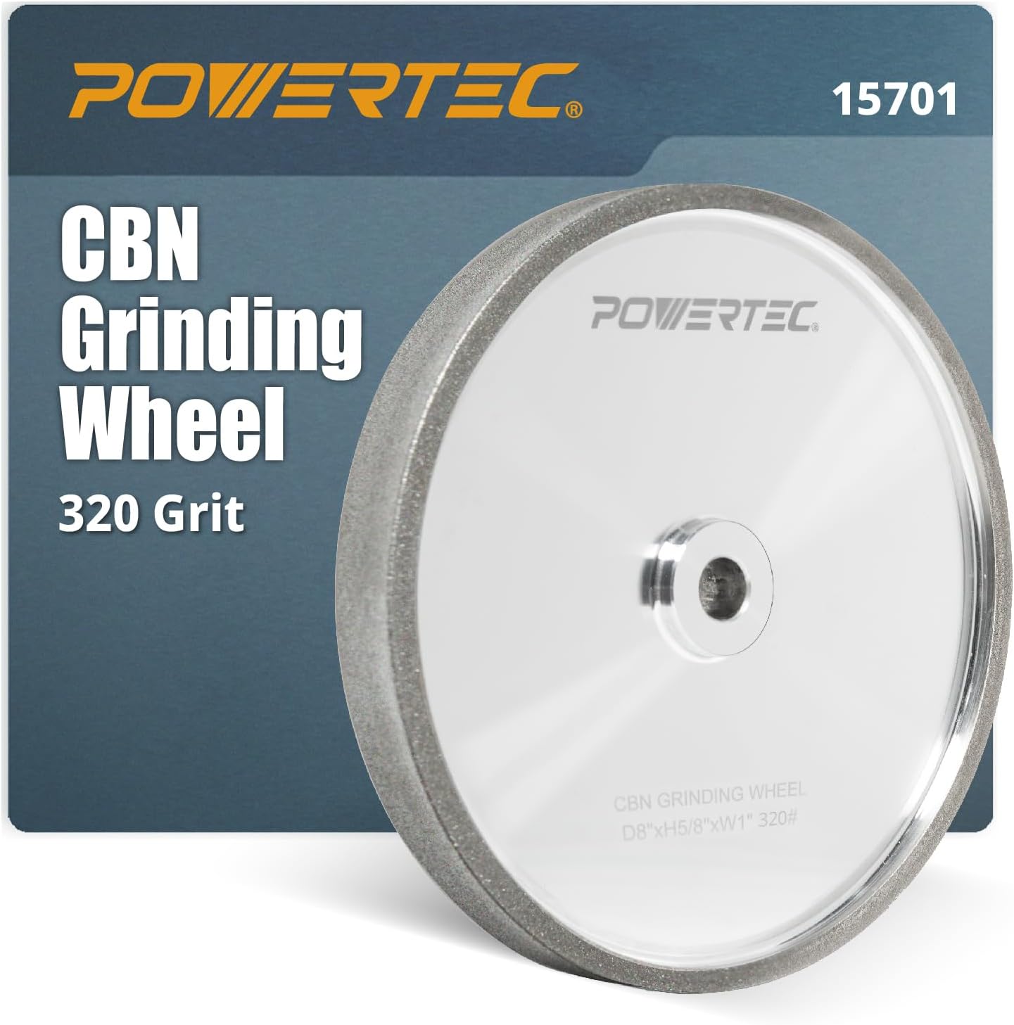 POWERTEC 8 Inch CBN Grinding Wheel for Sharpening HSS Tools