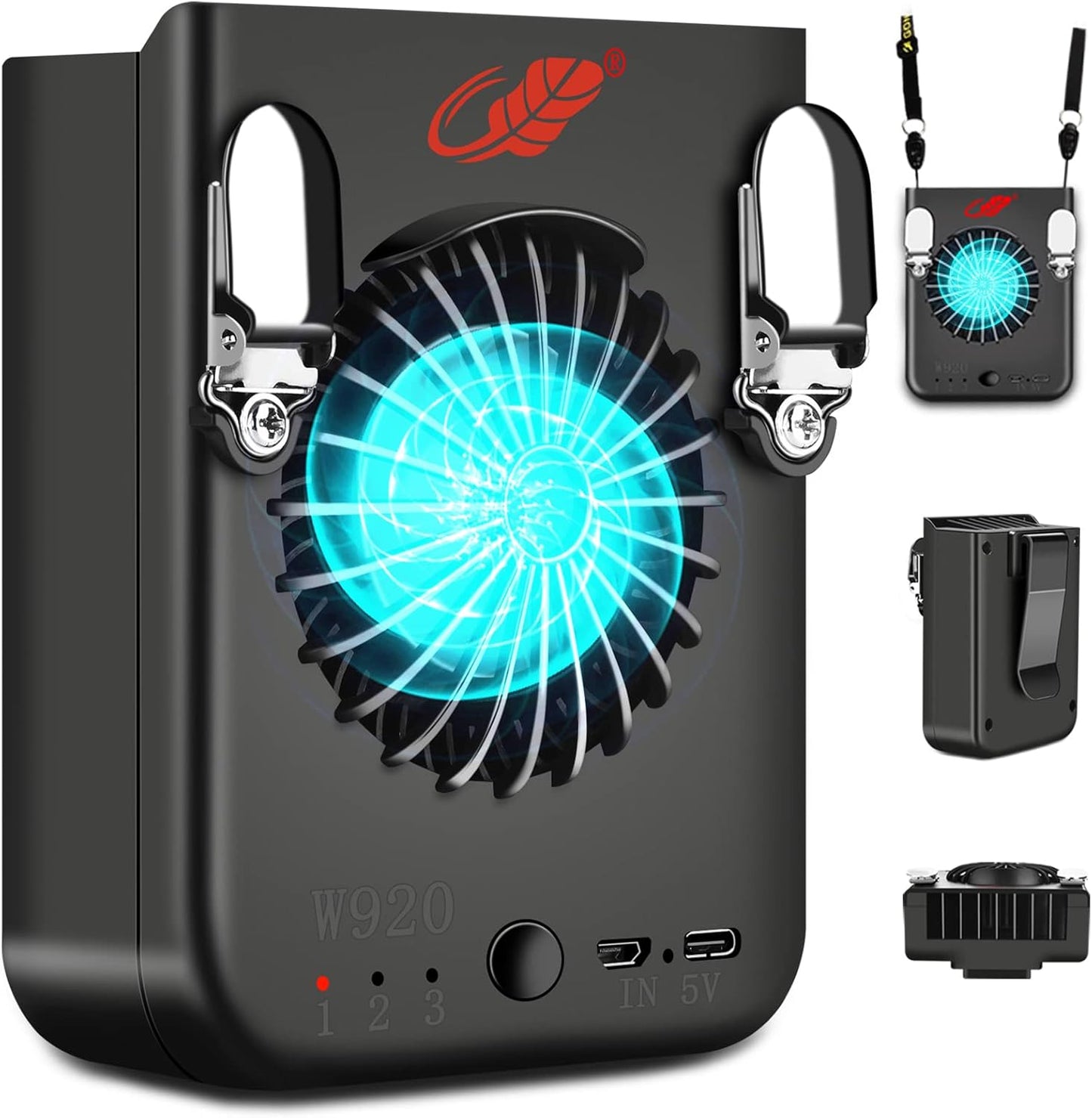 2-in-1 Portable Cooling Fan - 3 Speeds, 8000mAh Battery, Rechargeable