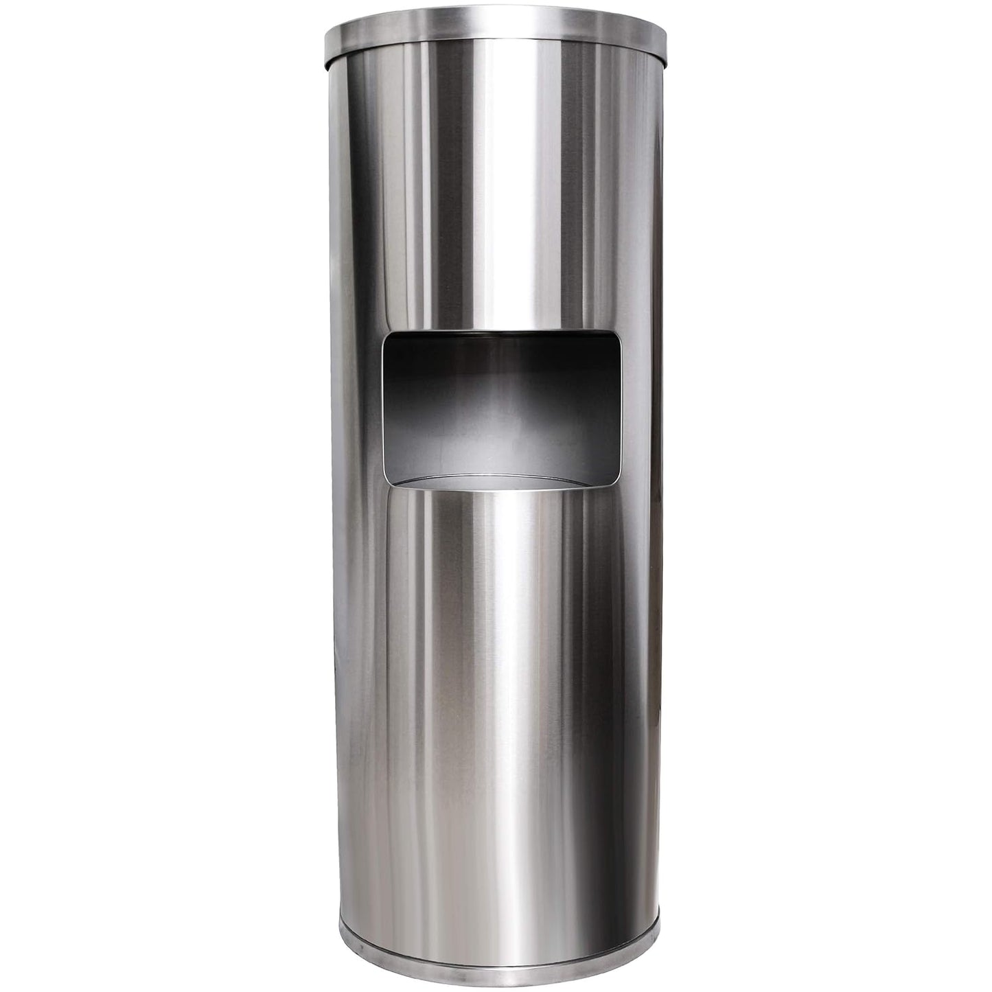 Stainless Steel Floor Stand Wipe Dispenser with Trash Can Duo