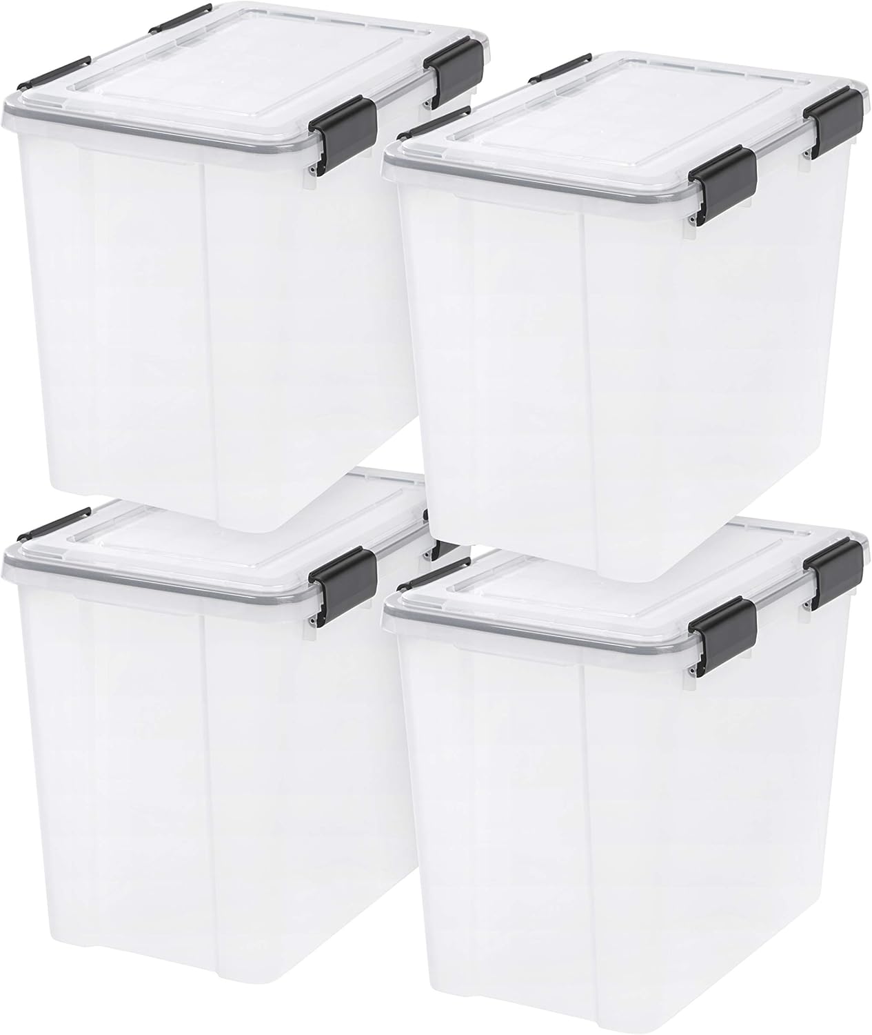 IRIS USA WeatherPro 32 Qt Storage Bins with Lids - 4 Pack