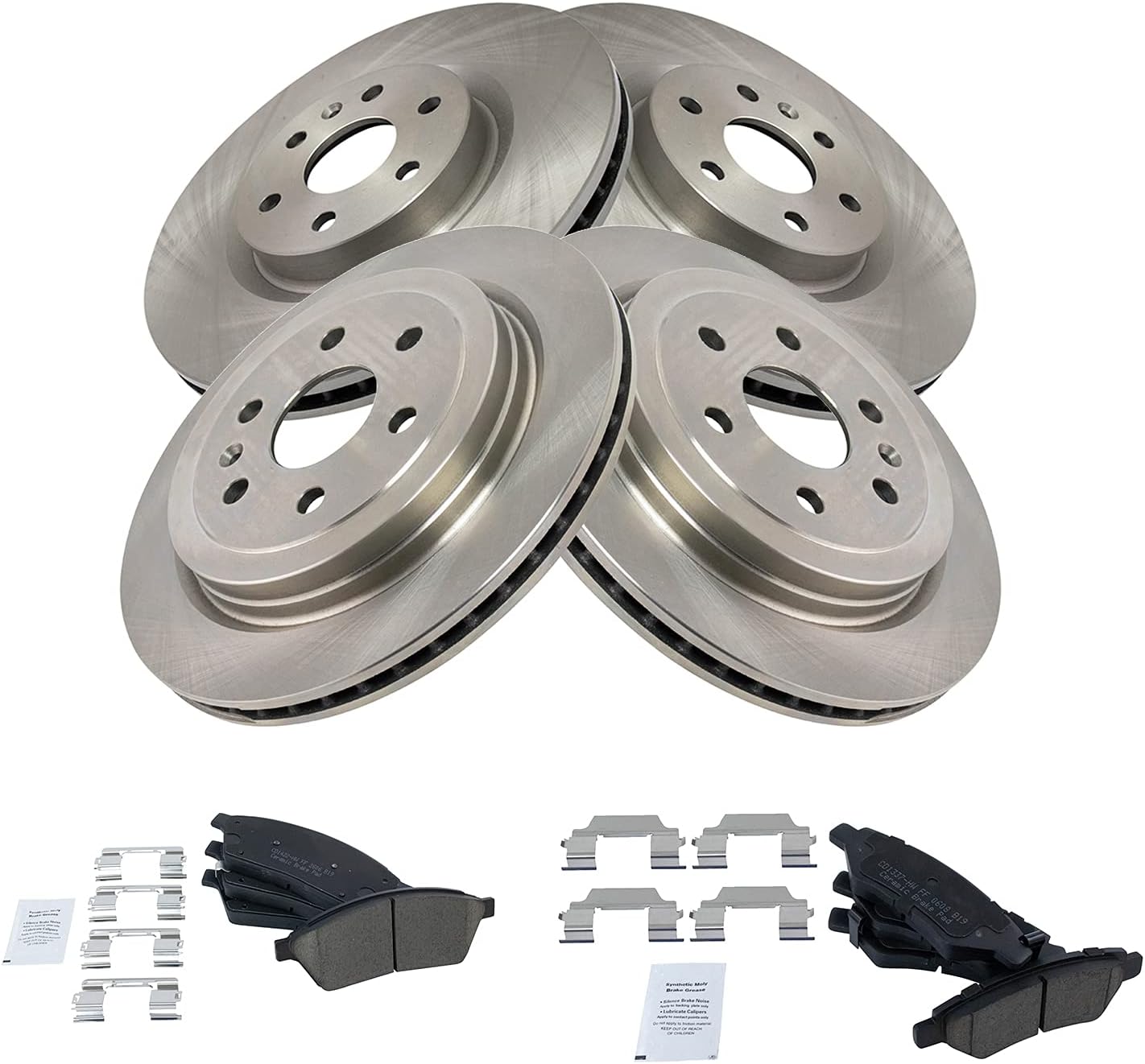 TRQ Front and Rear Brake Pad & Rotor Kit for Cadillac SRX